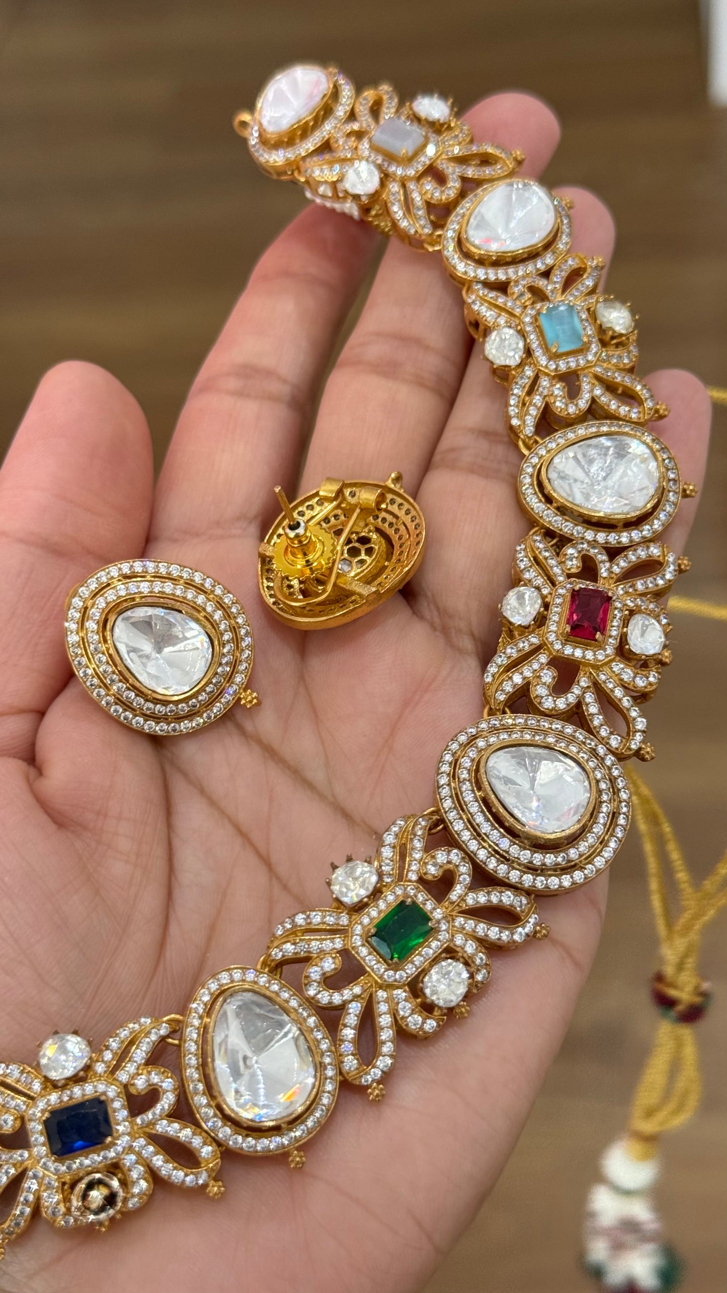 Moissanite Kundan Bridal Necklace – Gold Inspired