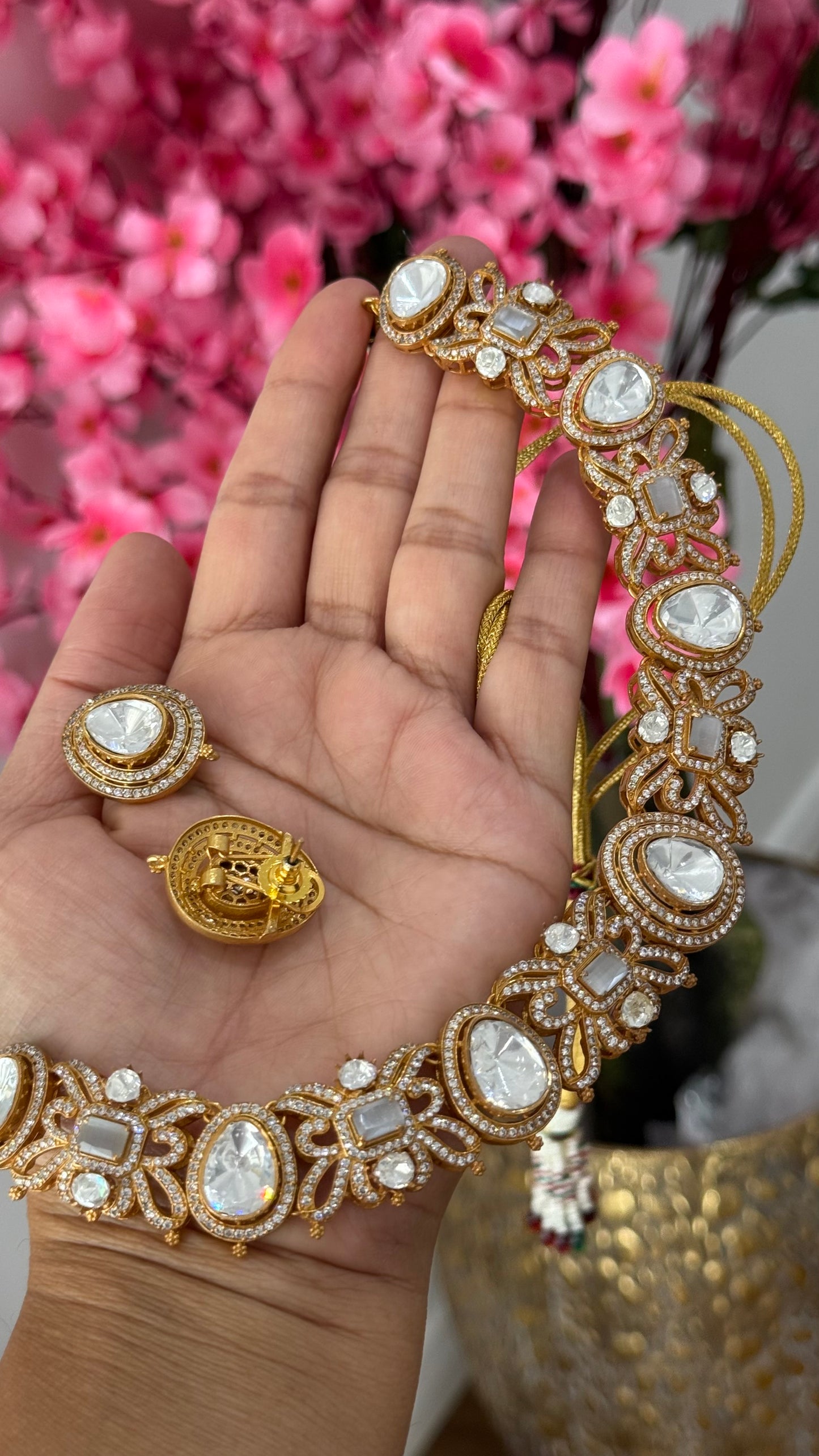 Moissanite Kundan Bridal Necklace – Gold Inspired