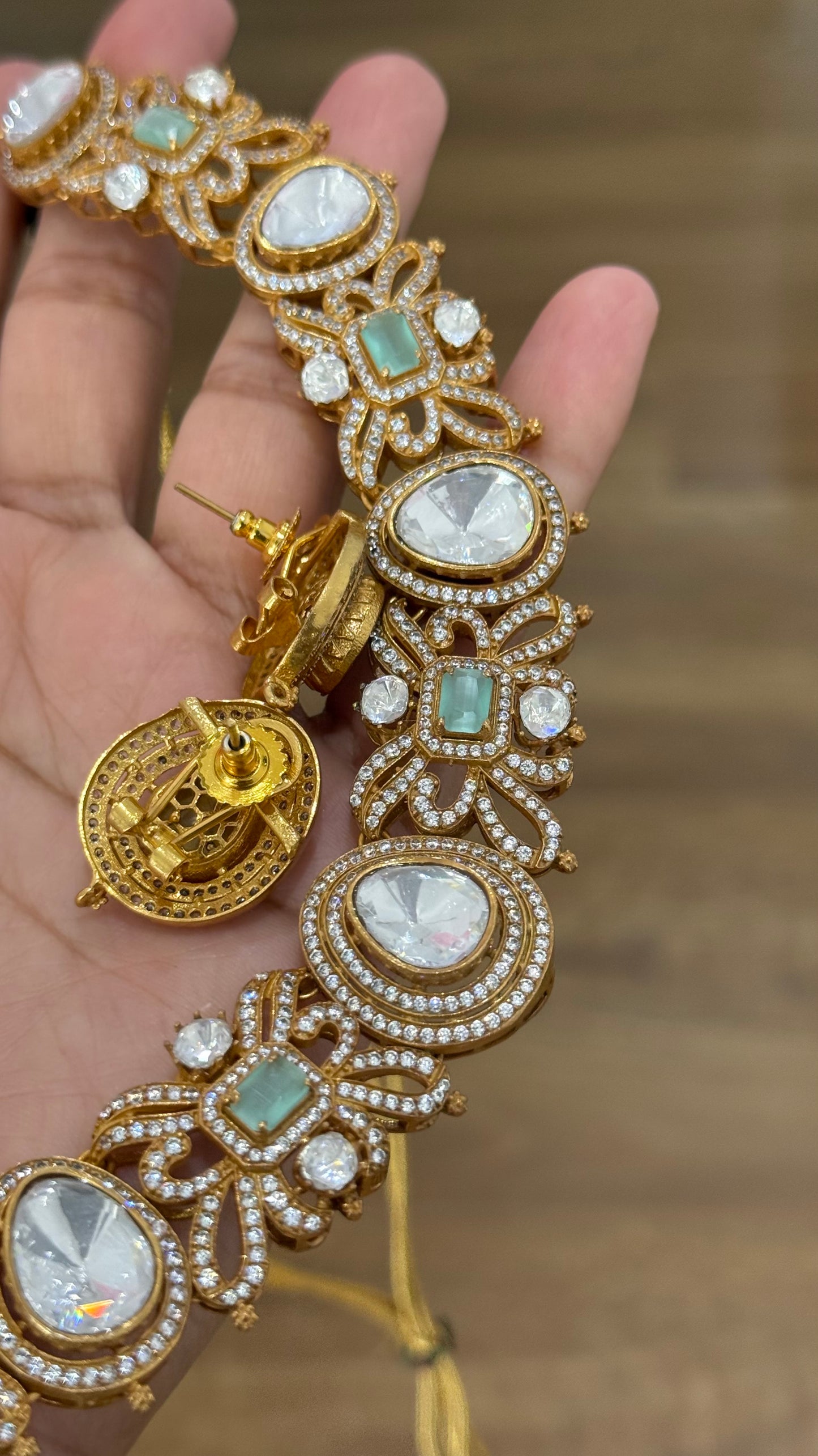 Moissanite Kundan Bridal Necklace – Gold Inspired