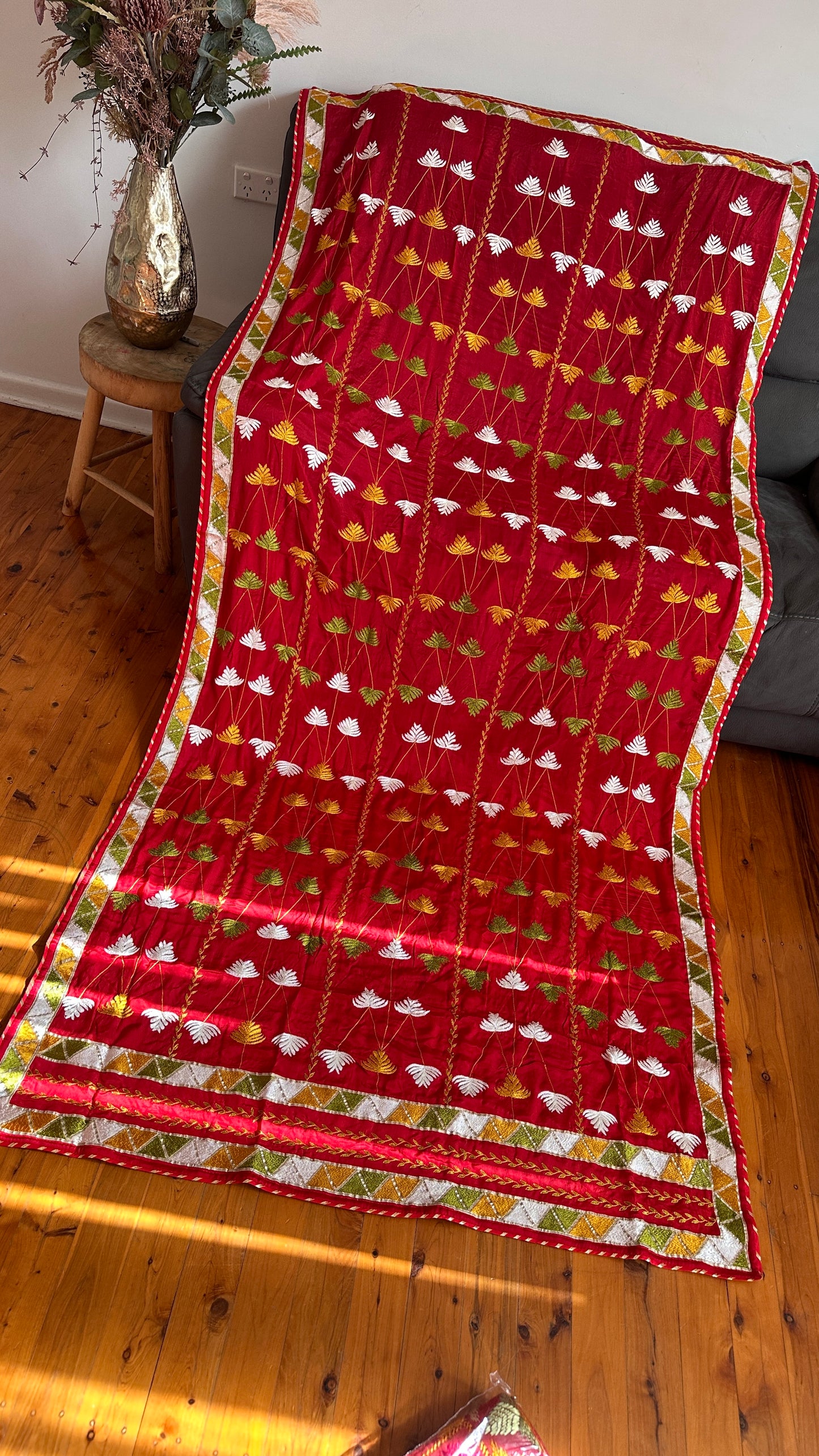 Pure Chinon Phulkari Dupatta – Hand Embroidered Punjabi Heritage – Australia