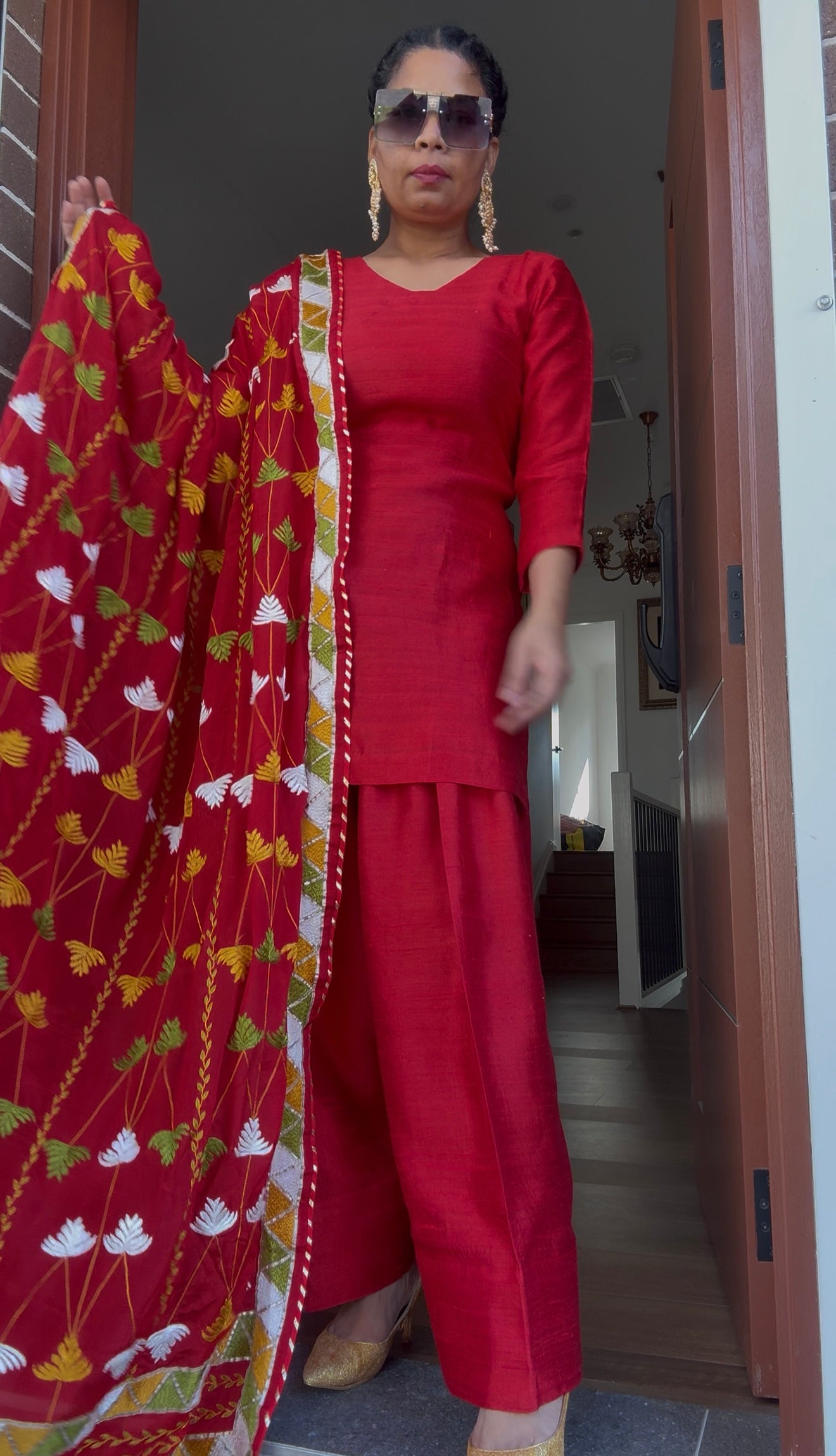 Pure Chinon Phulkari Dupatta – Punjabi Hand Embroidery – Australia