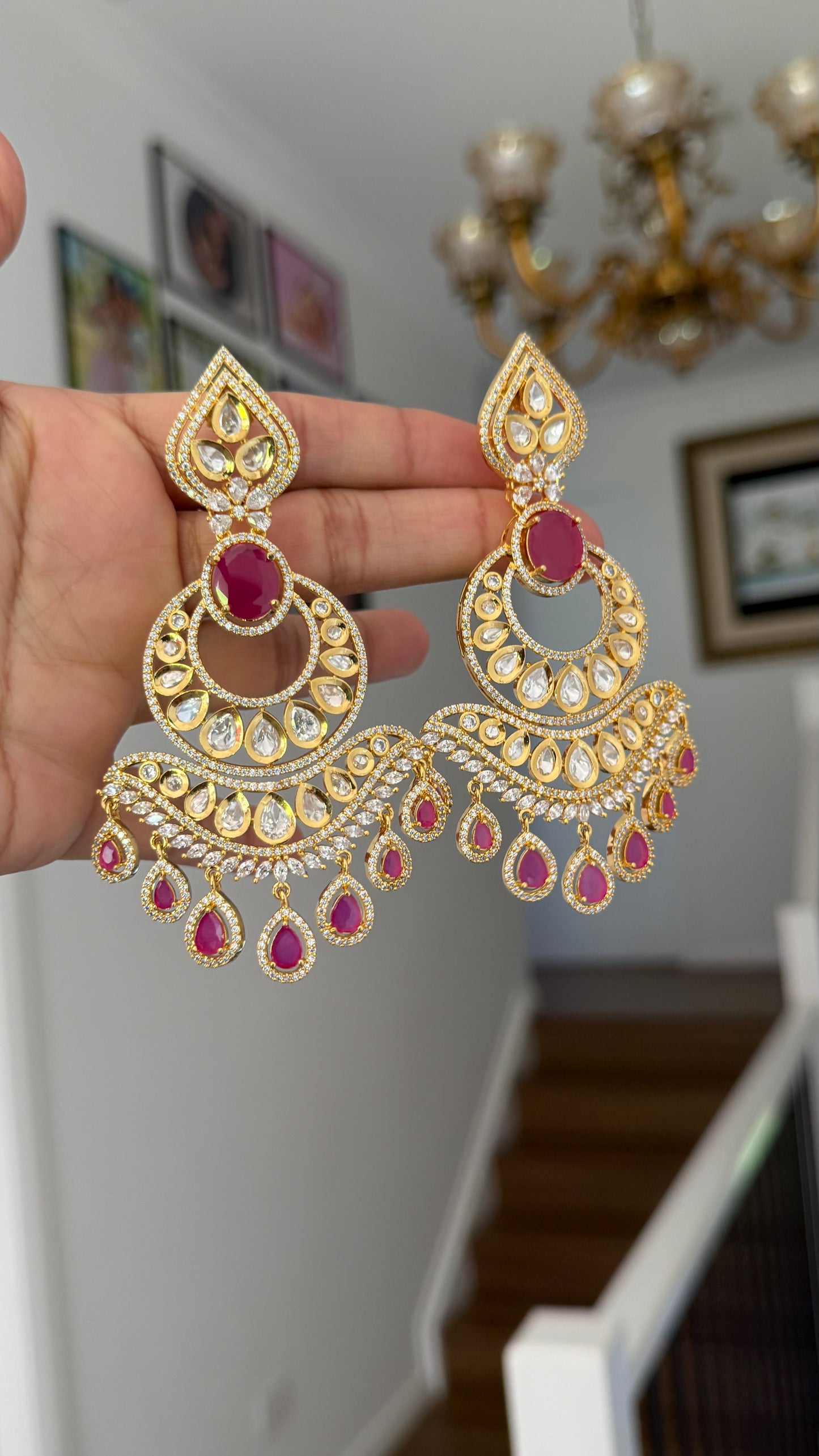 "Uncut Kundan earrings gold plated for Indian weddings Australia