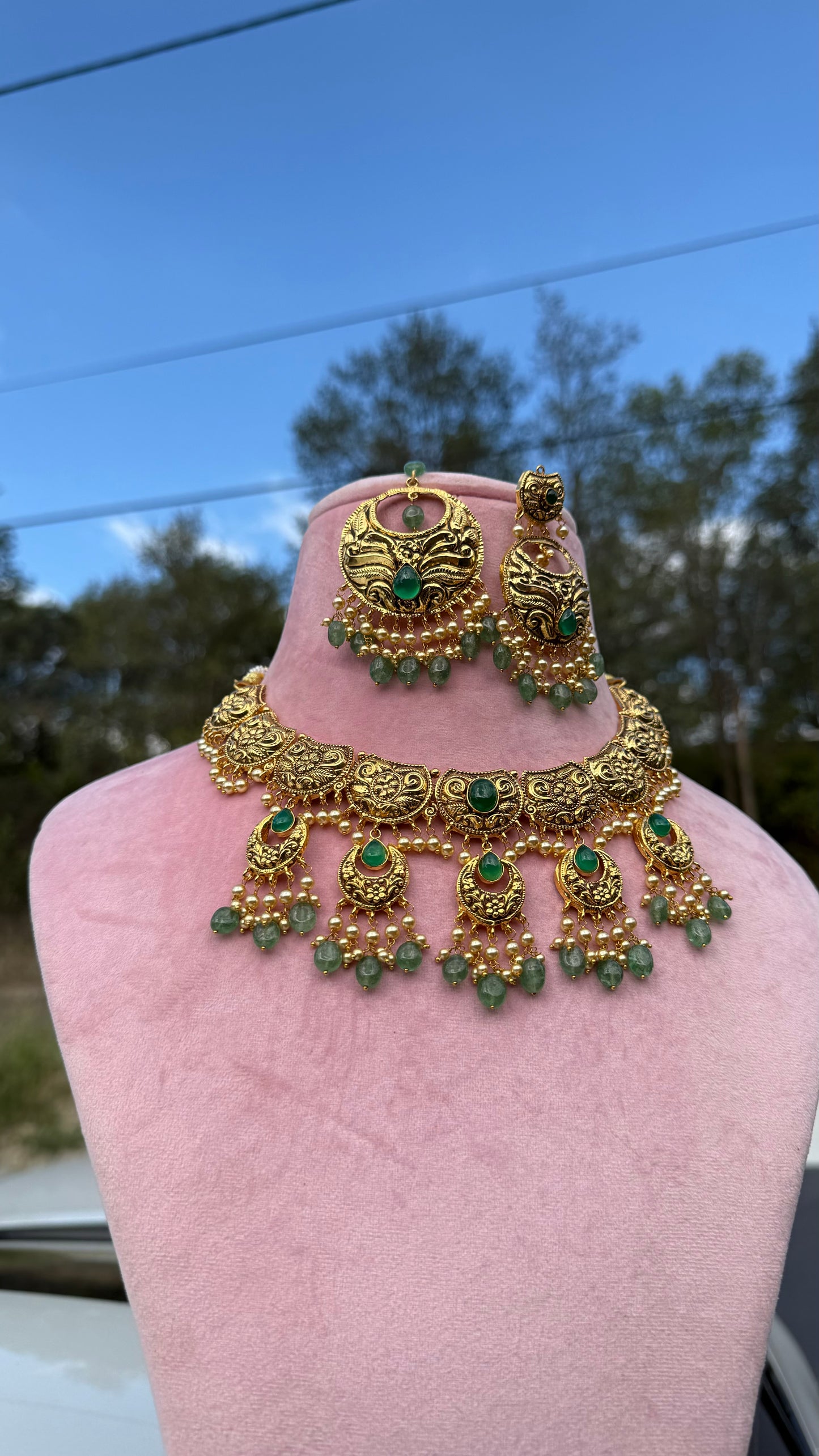 gold plated Indian necklace perfect for bridal or any occasion