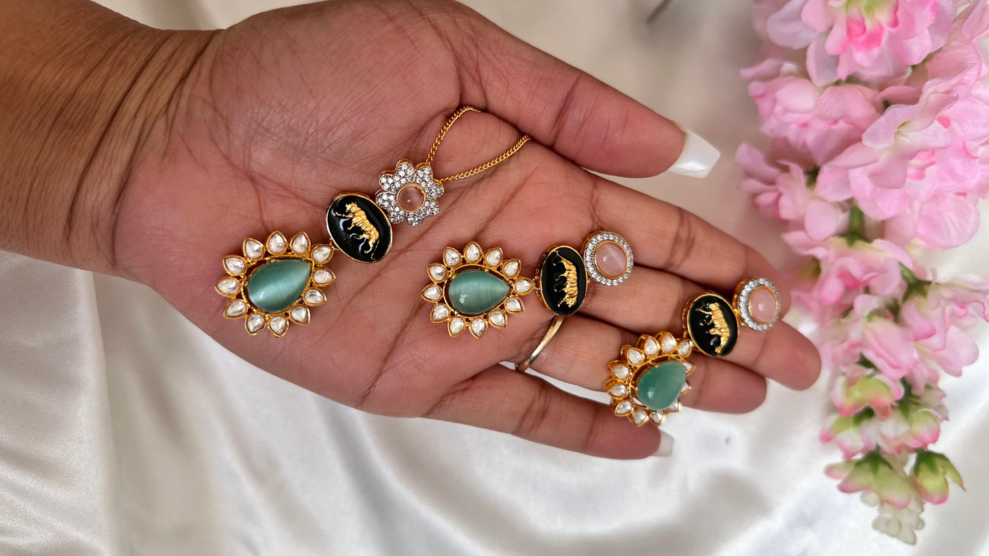 Sabyasachi inspired Pendant set with chain and earrings necklace