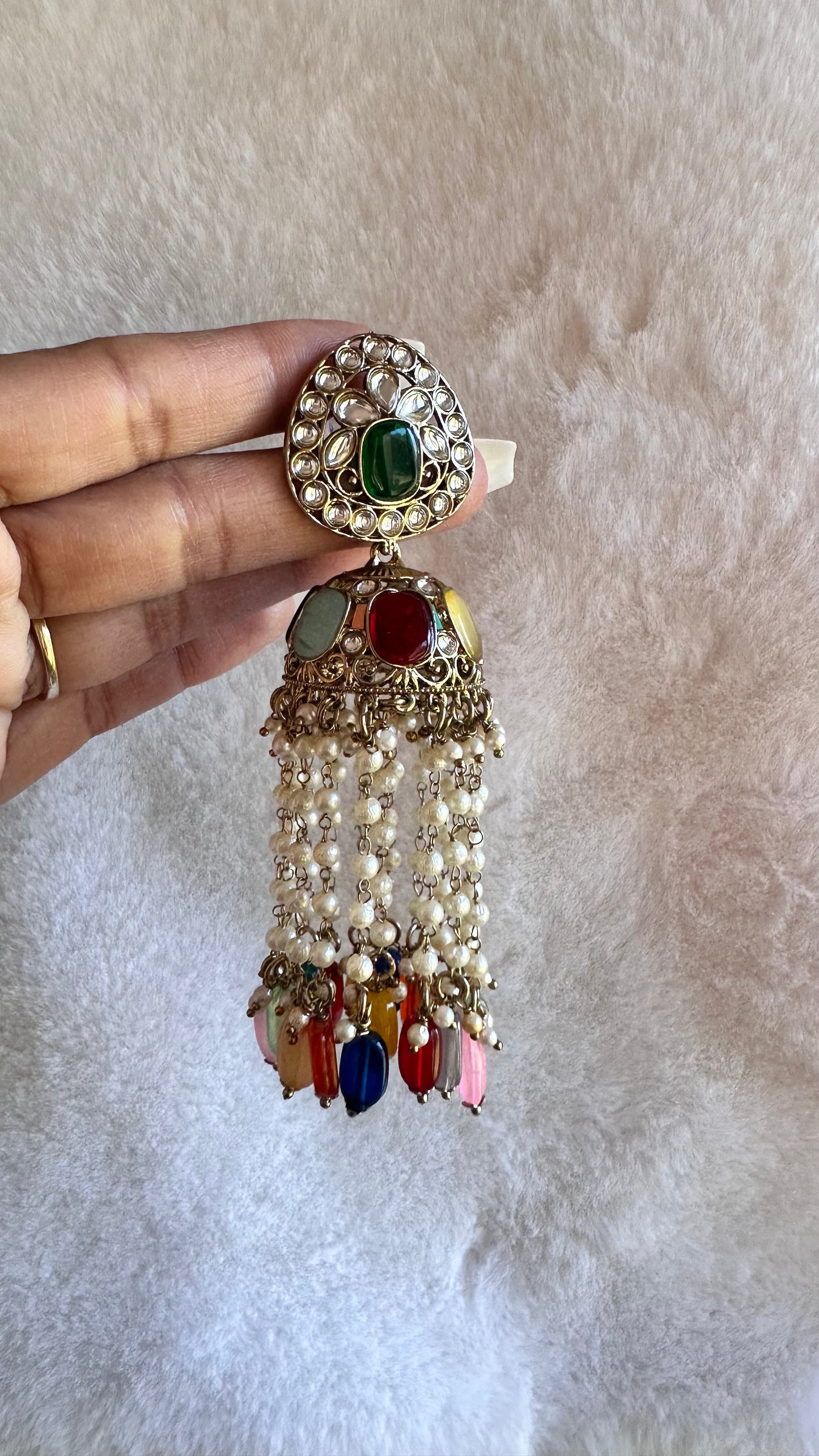 Mirror jhumka tikka oversized