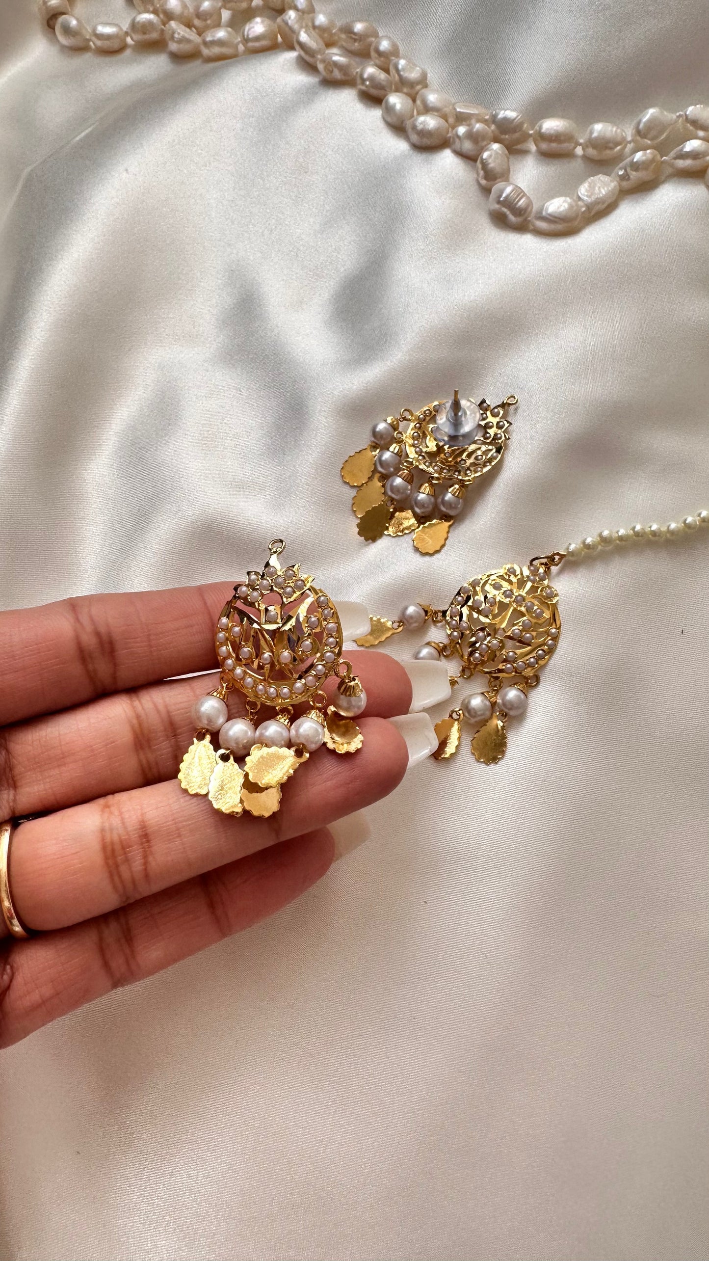 Real jadau earrings and tikka