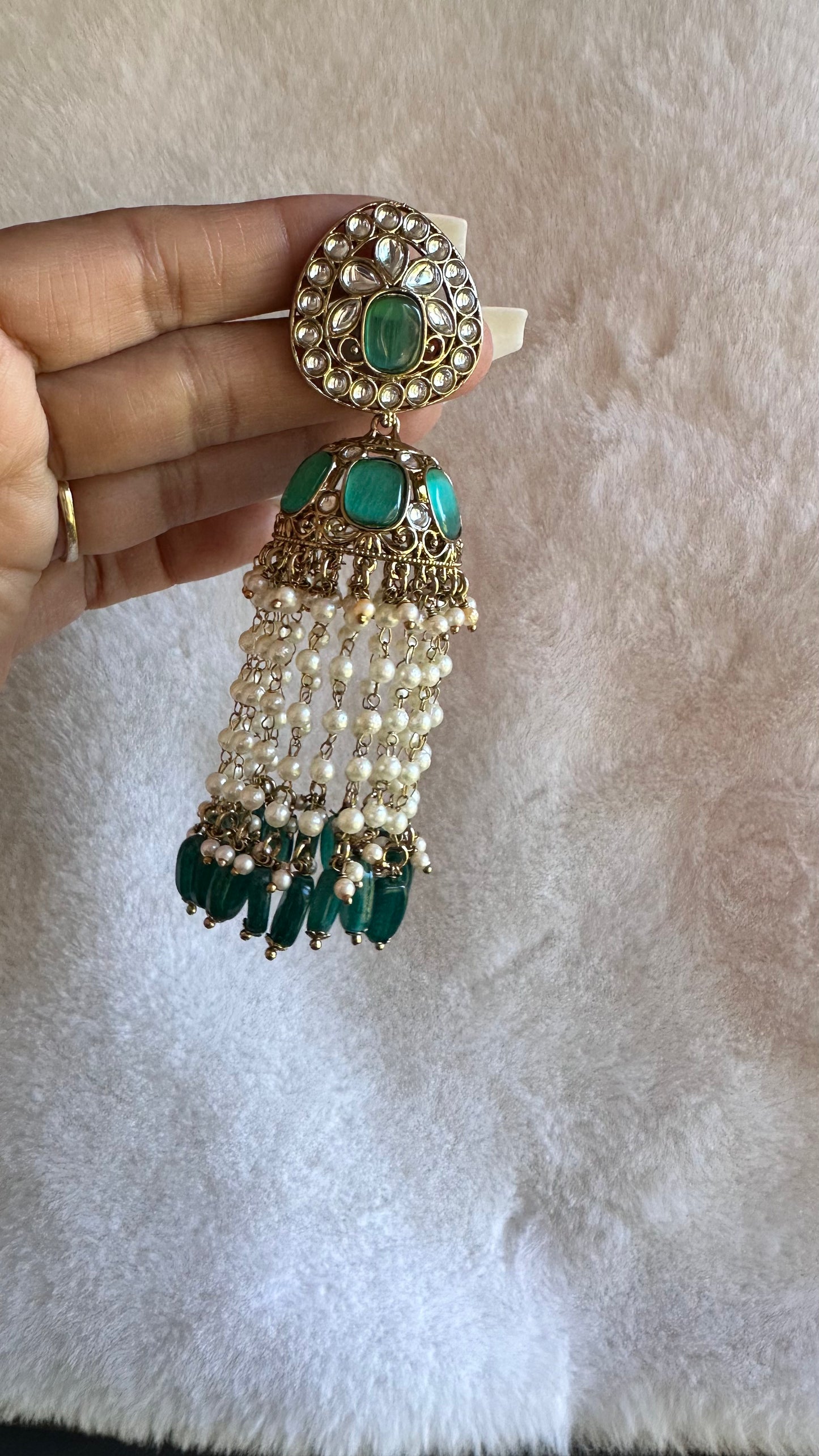 Mirror jhumka tikka oversized
