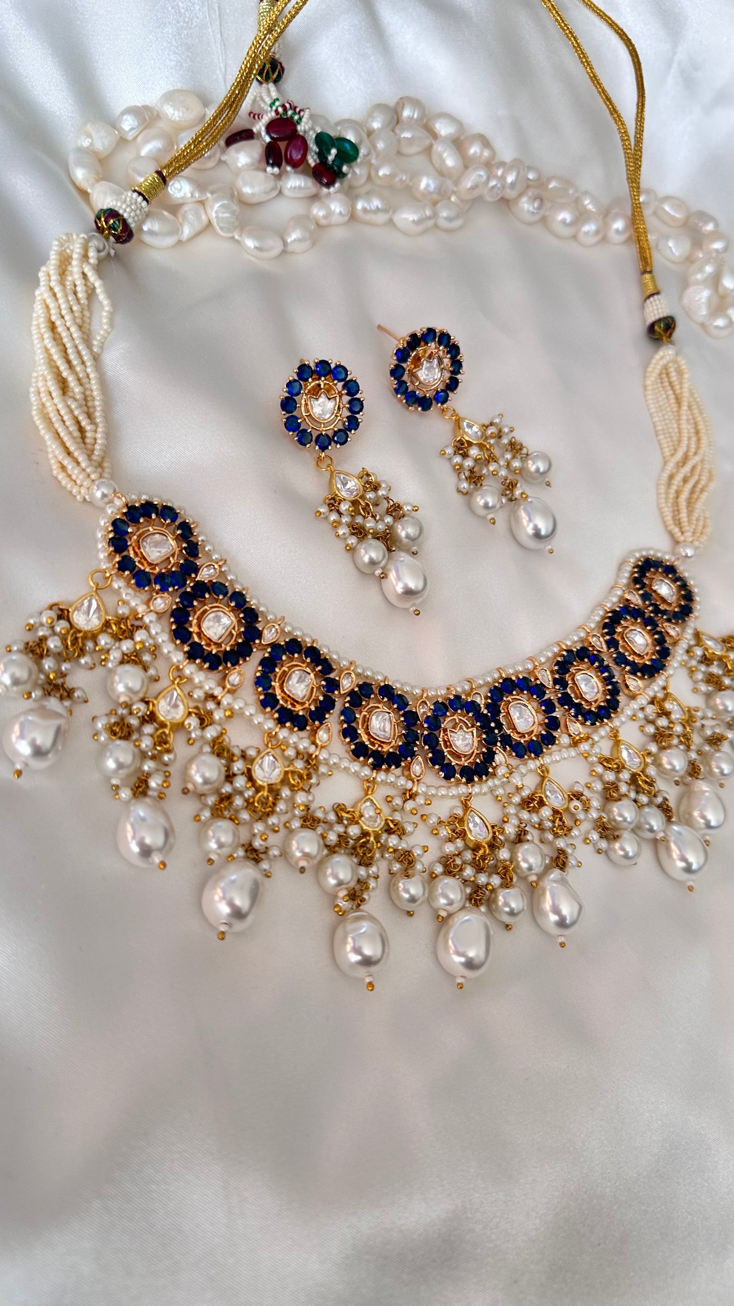 Blue uncut kundan necklace perfect for bride