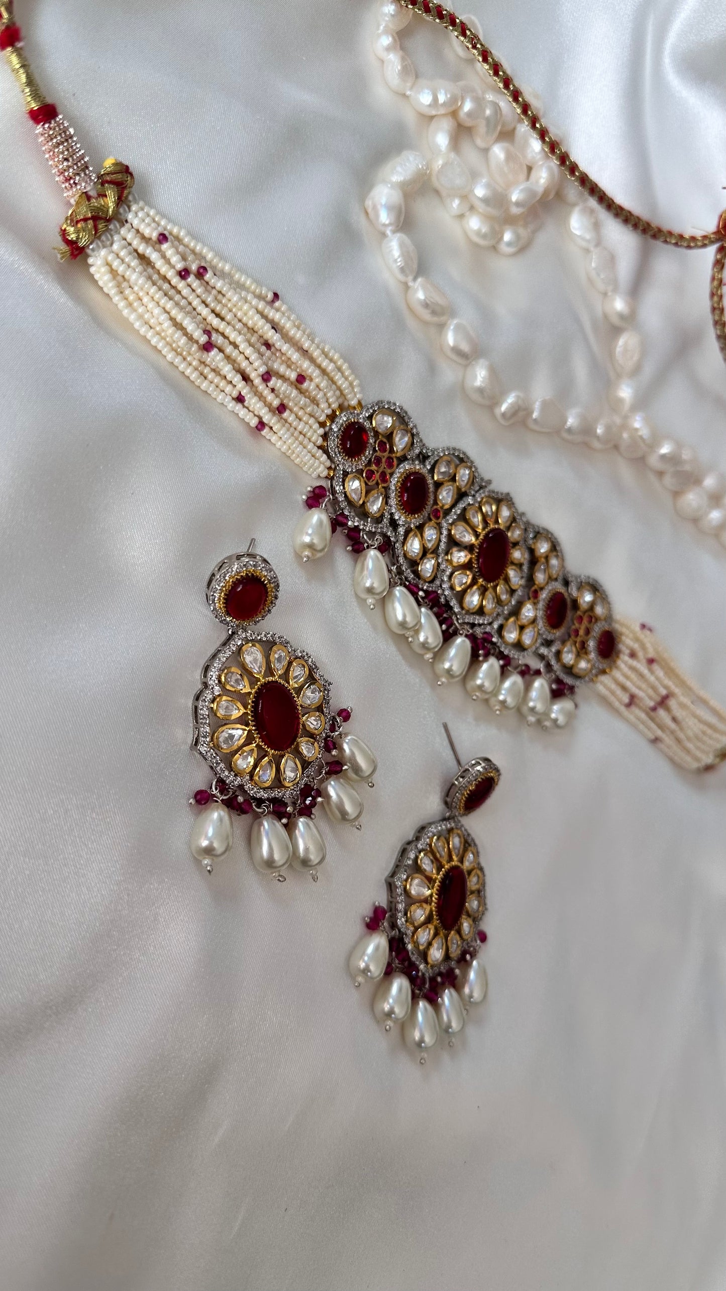 Ruby uncut kundan choker