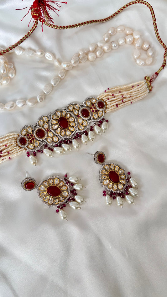 Ruby uncut kundan choker