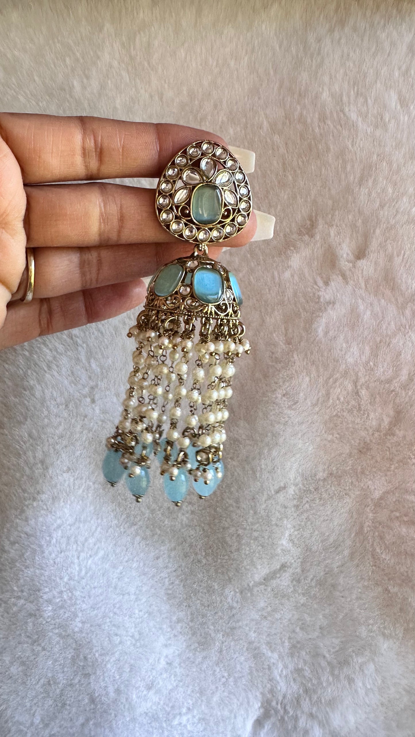 Mirror jhumka tikka oversized
