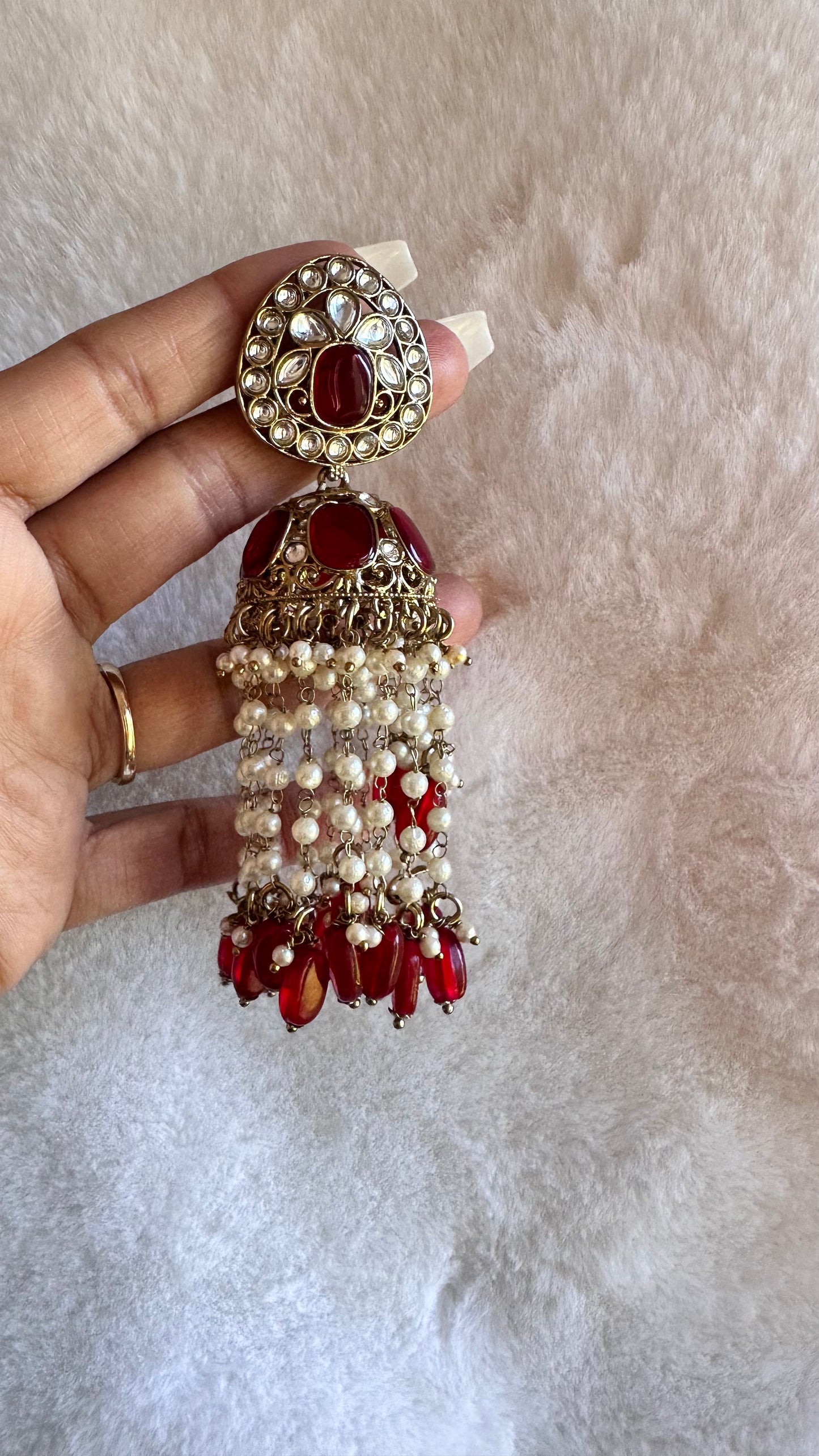 Mirror jhumka tikka oversized
