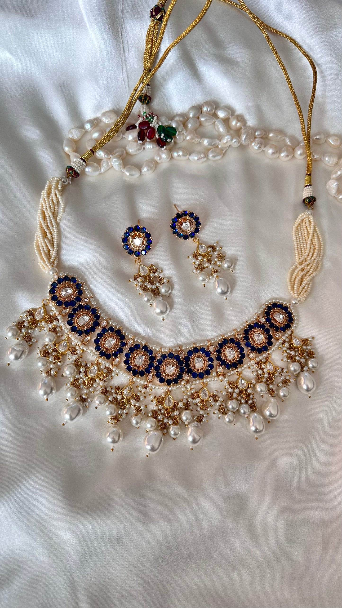 Blue uncut kundan necklace perfect for bride