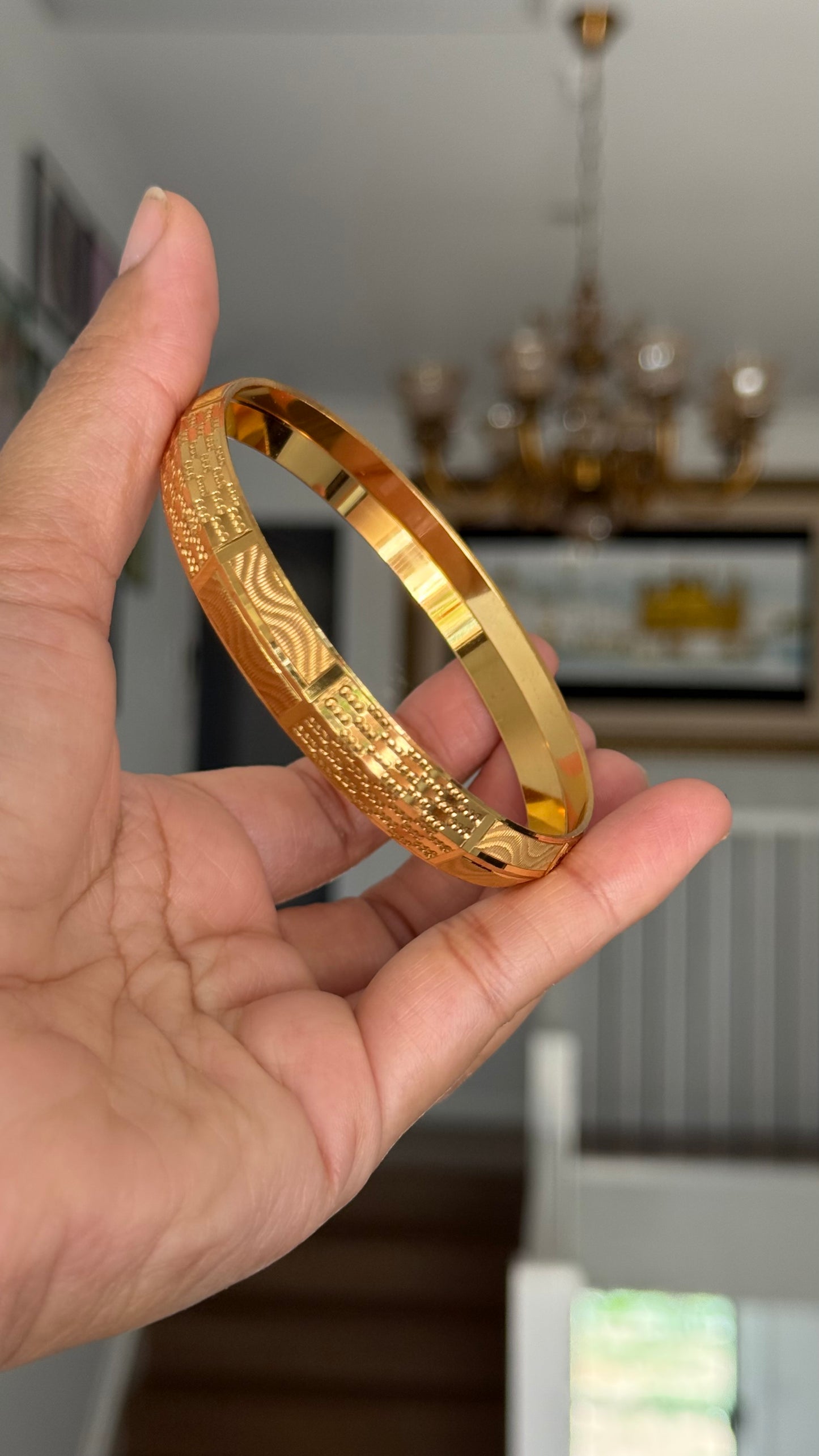 mens gold plated kada bracelet for men