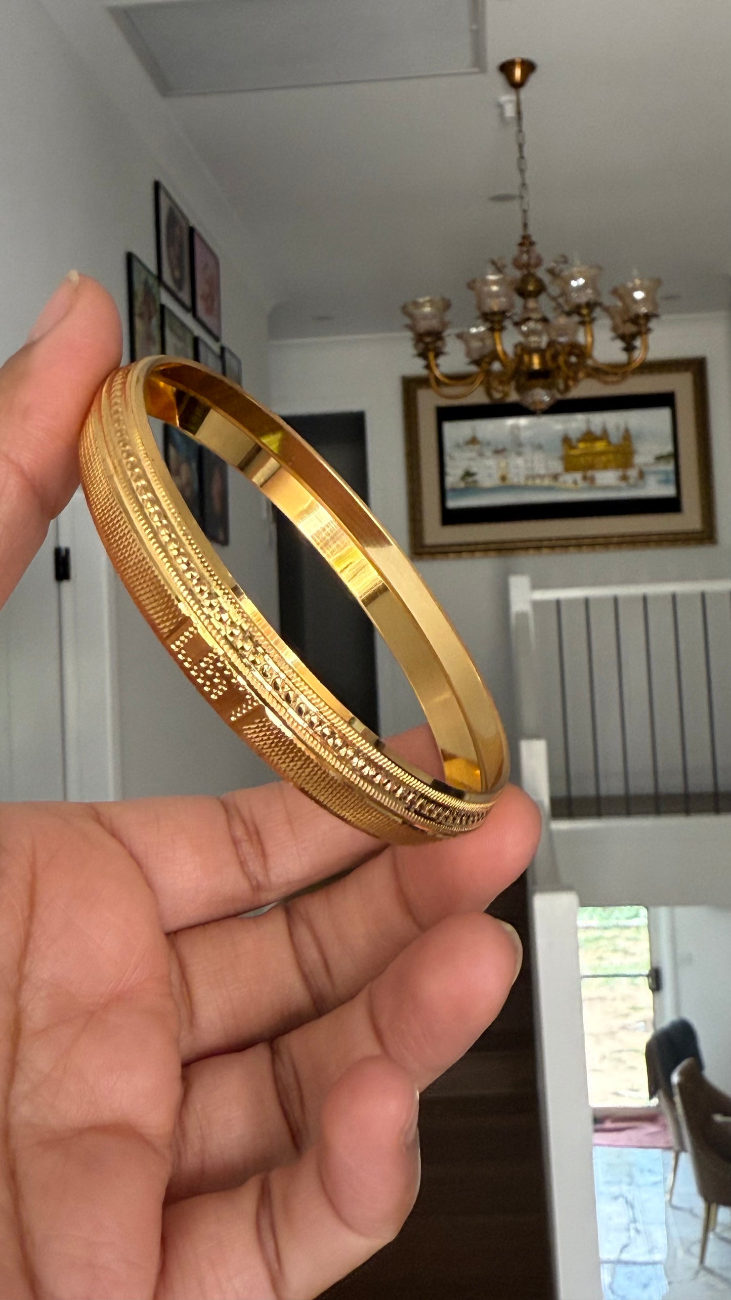 mens gold plated kada bracelet for men