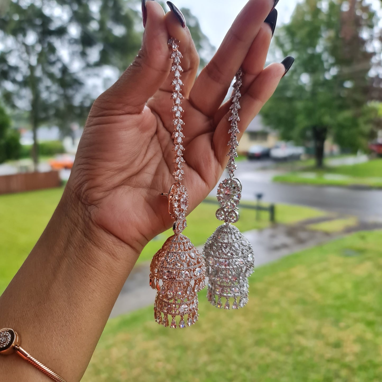 American diamond oversized jhumka