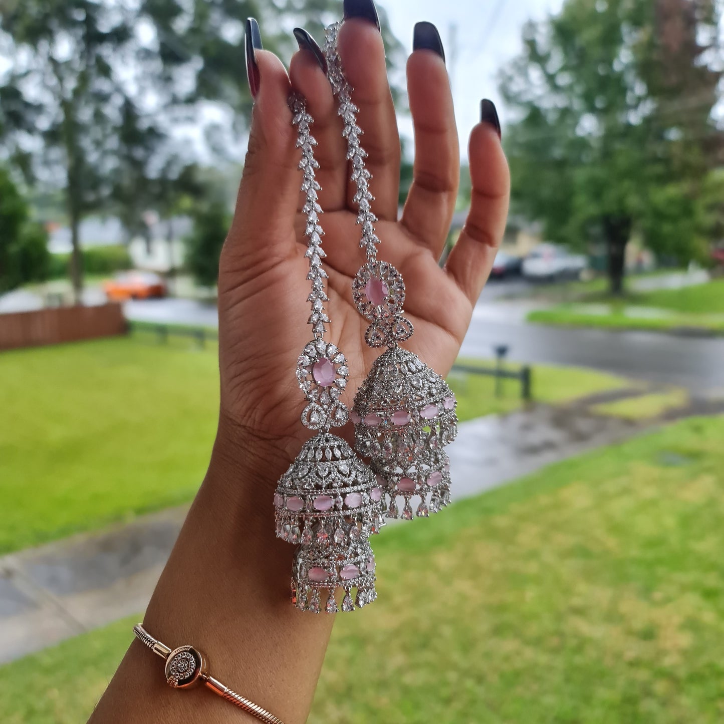 American diamond oversized jhumka
