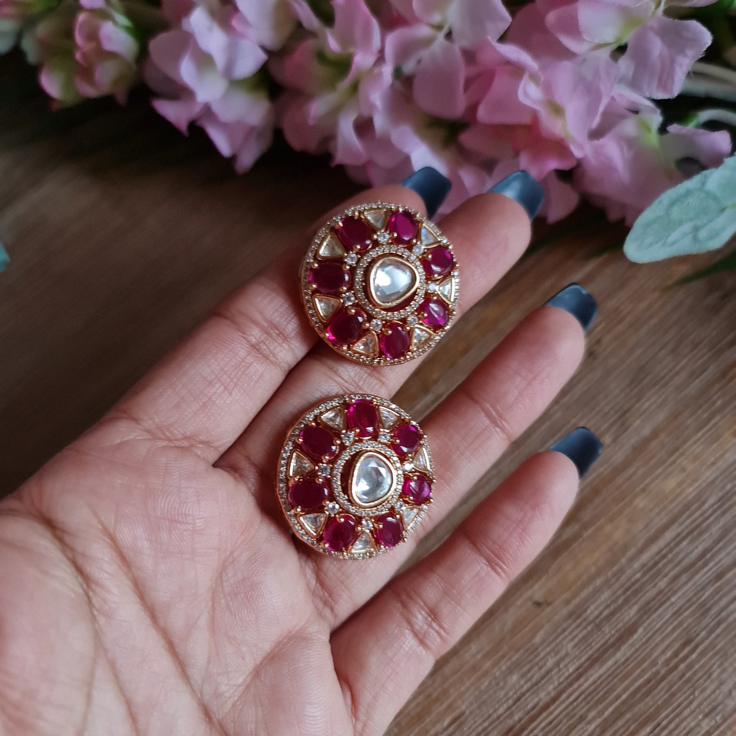 Diamond polki studs