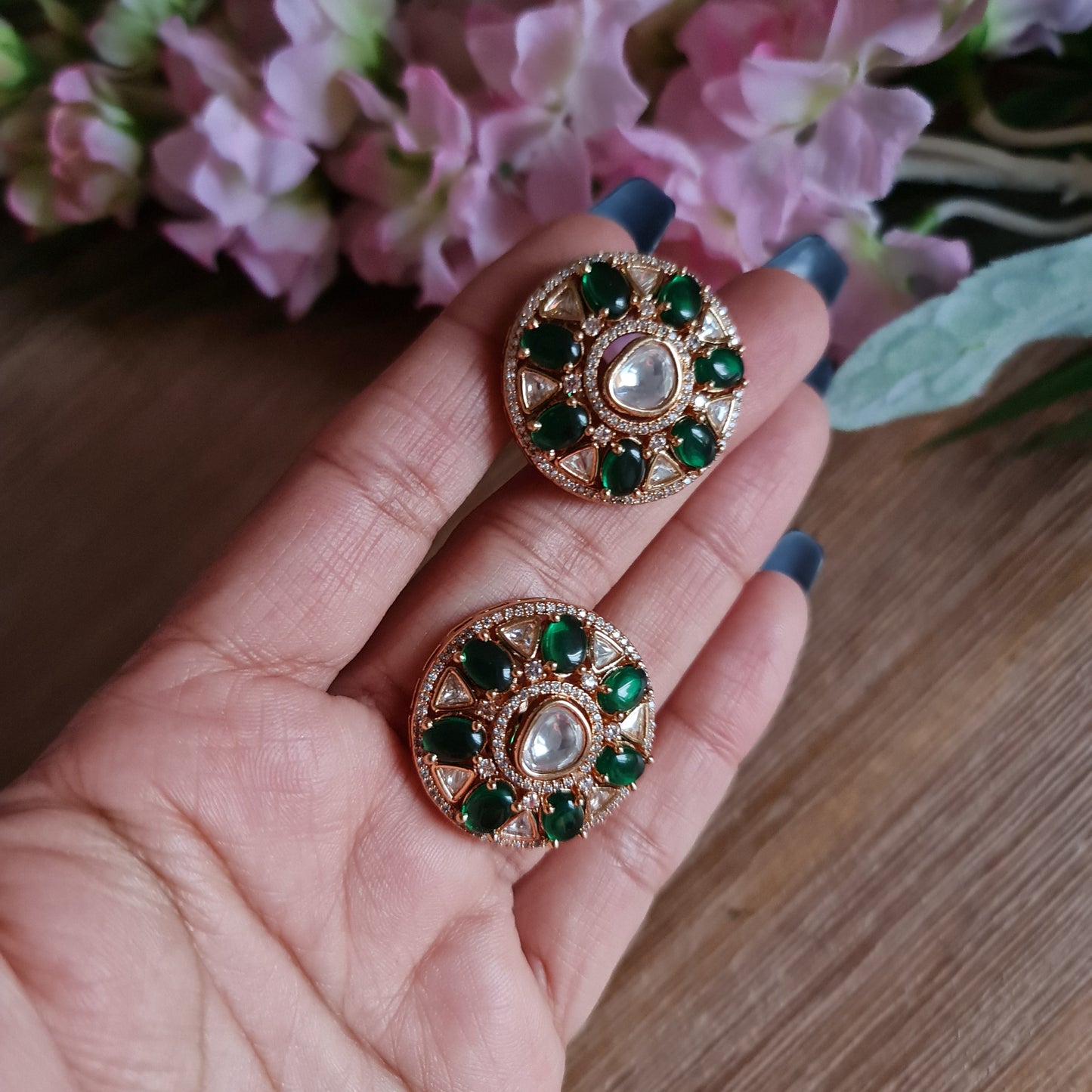 Diamond polki studs