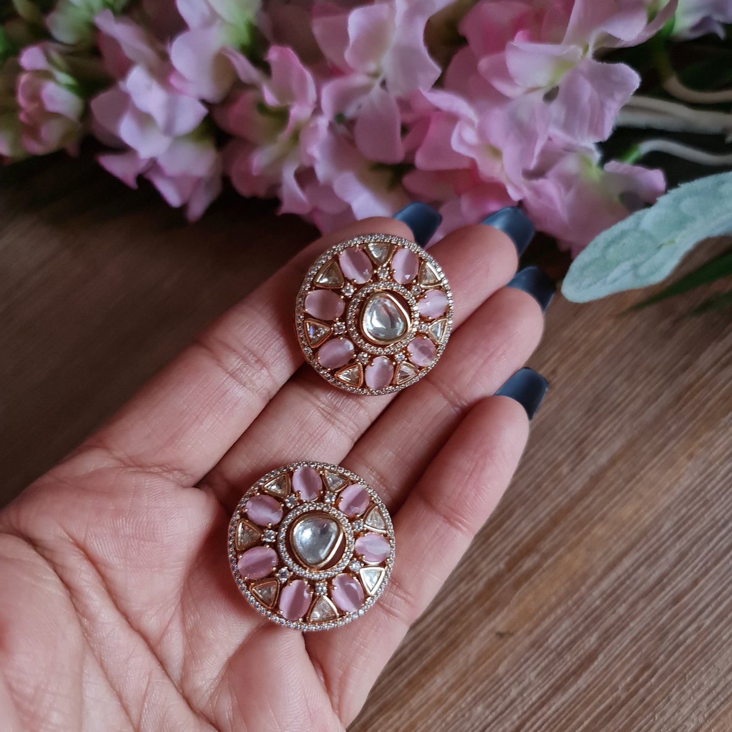 Diamond polki studs