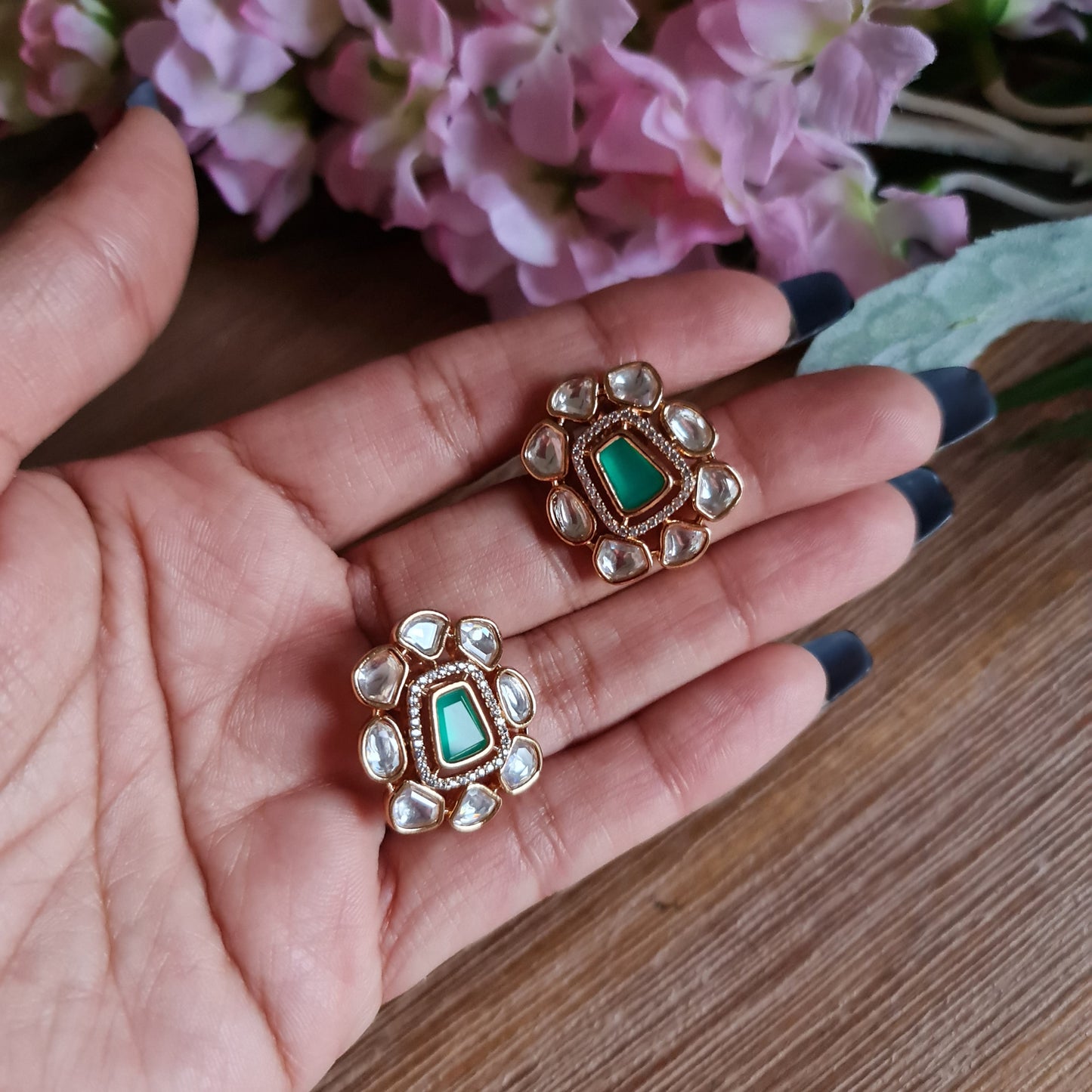 Diamond polki studs