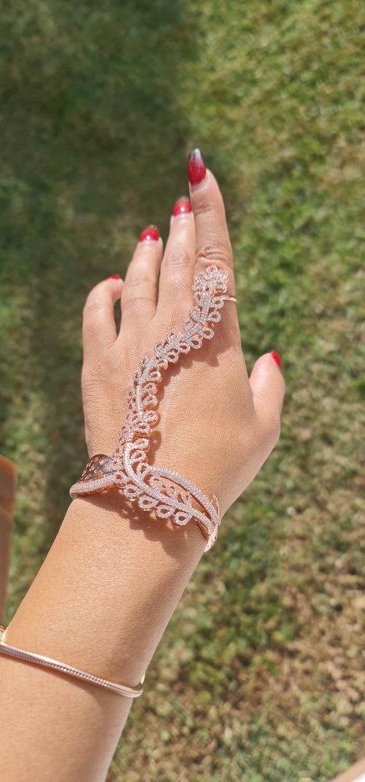 Bracelet attached with ring american diamond