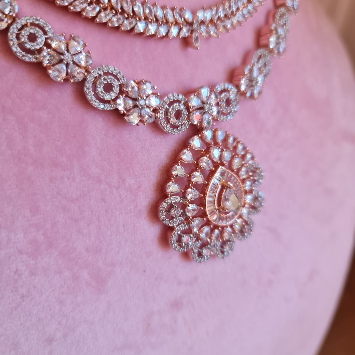Mehboob American diamond necklace set perfect for bride