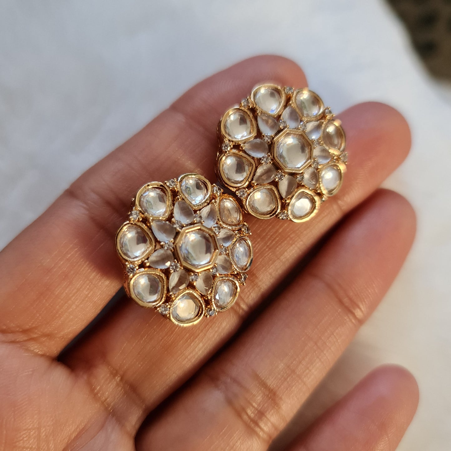 Diamond polki studs