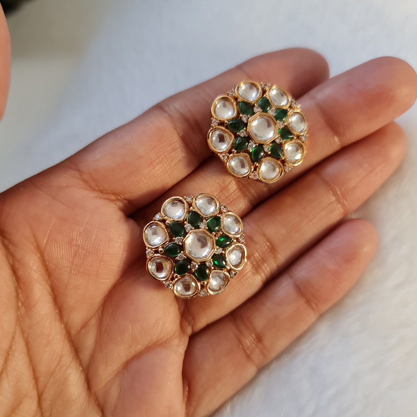 Diamond polki studs