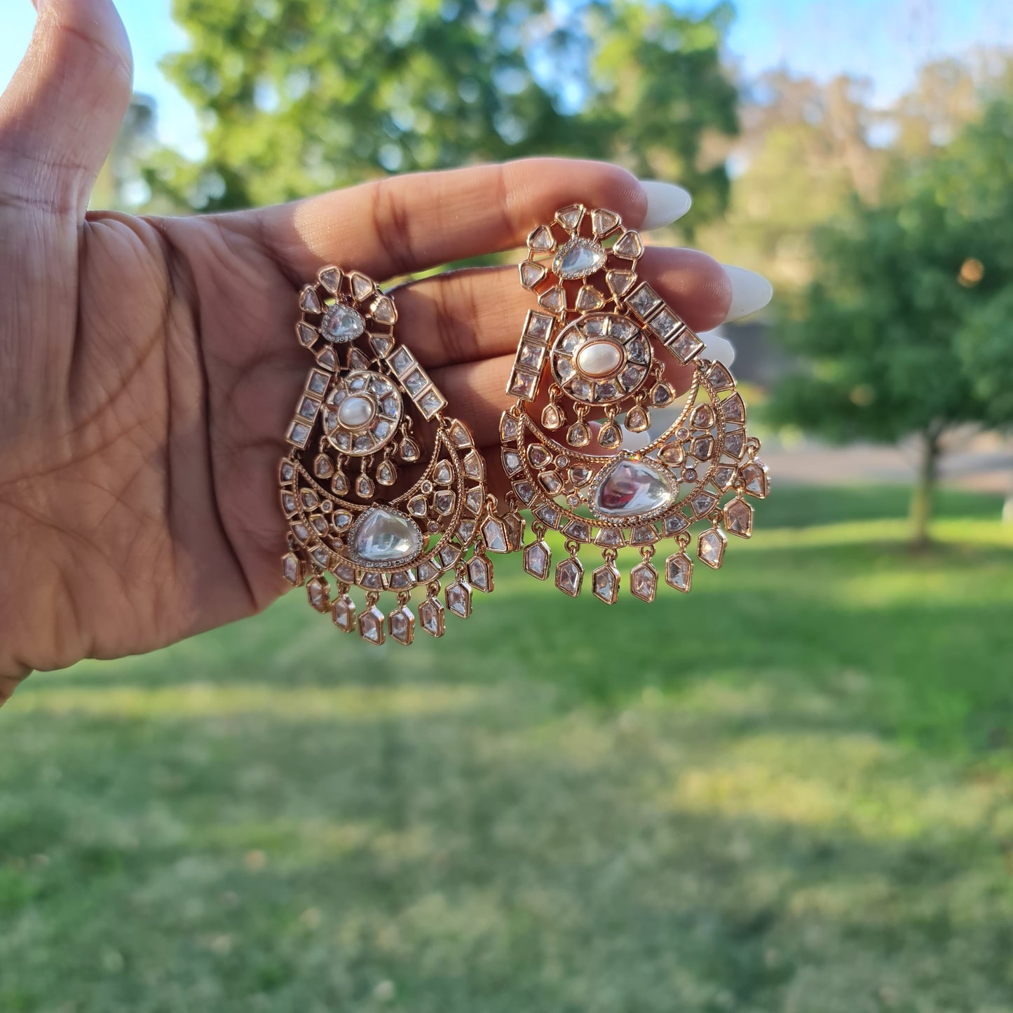 Uncut diamond polki earring