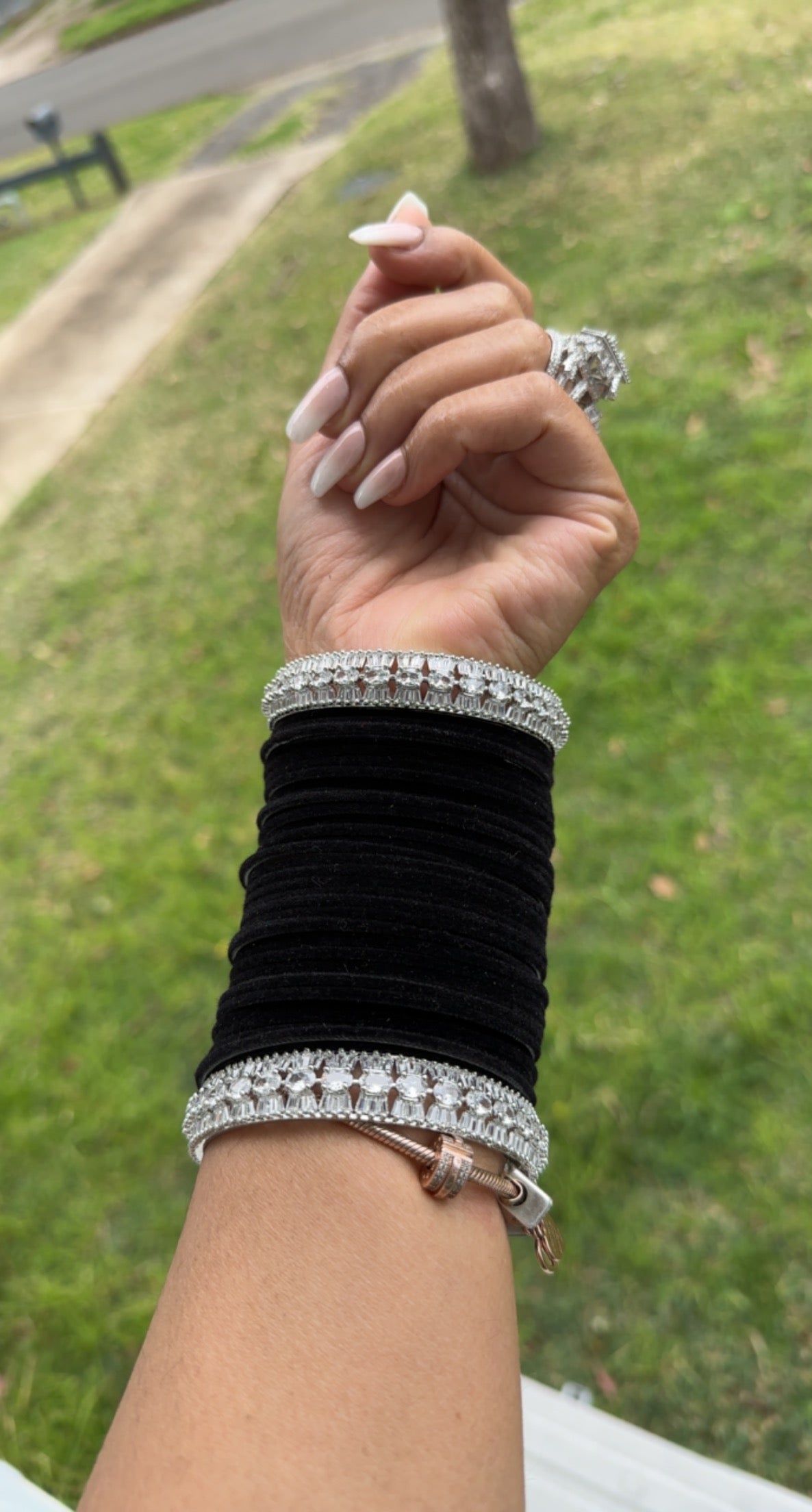 black Metal velvet Bangles