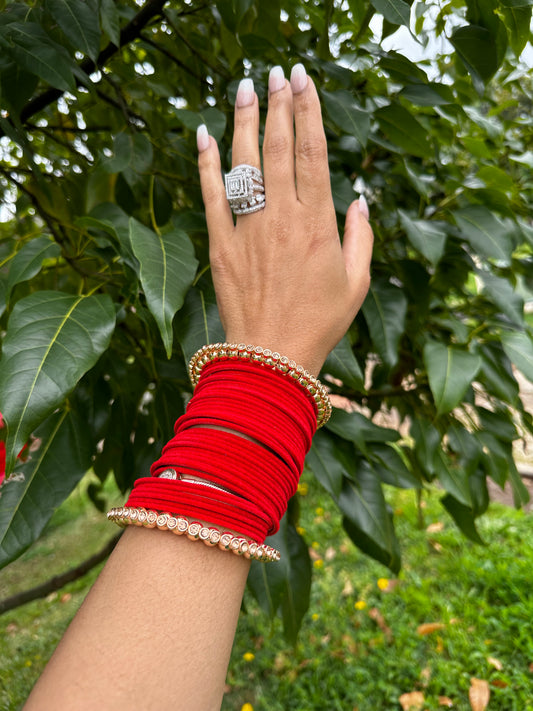 Red Metal velvet Bangles