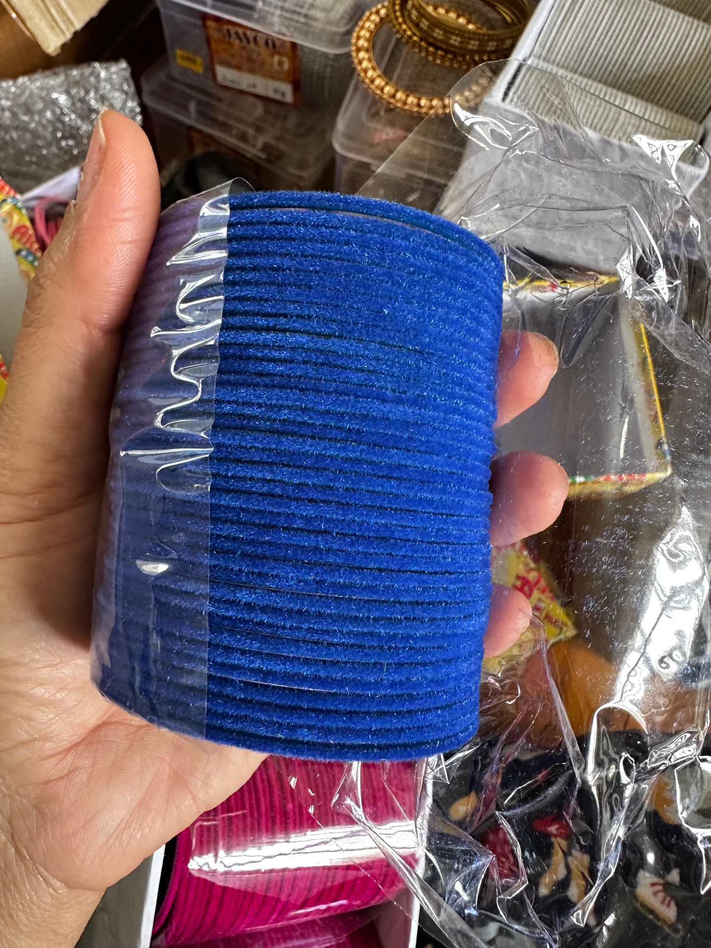 blue Metal velvet Bangles