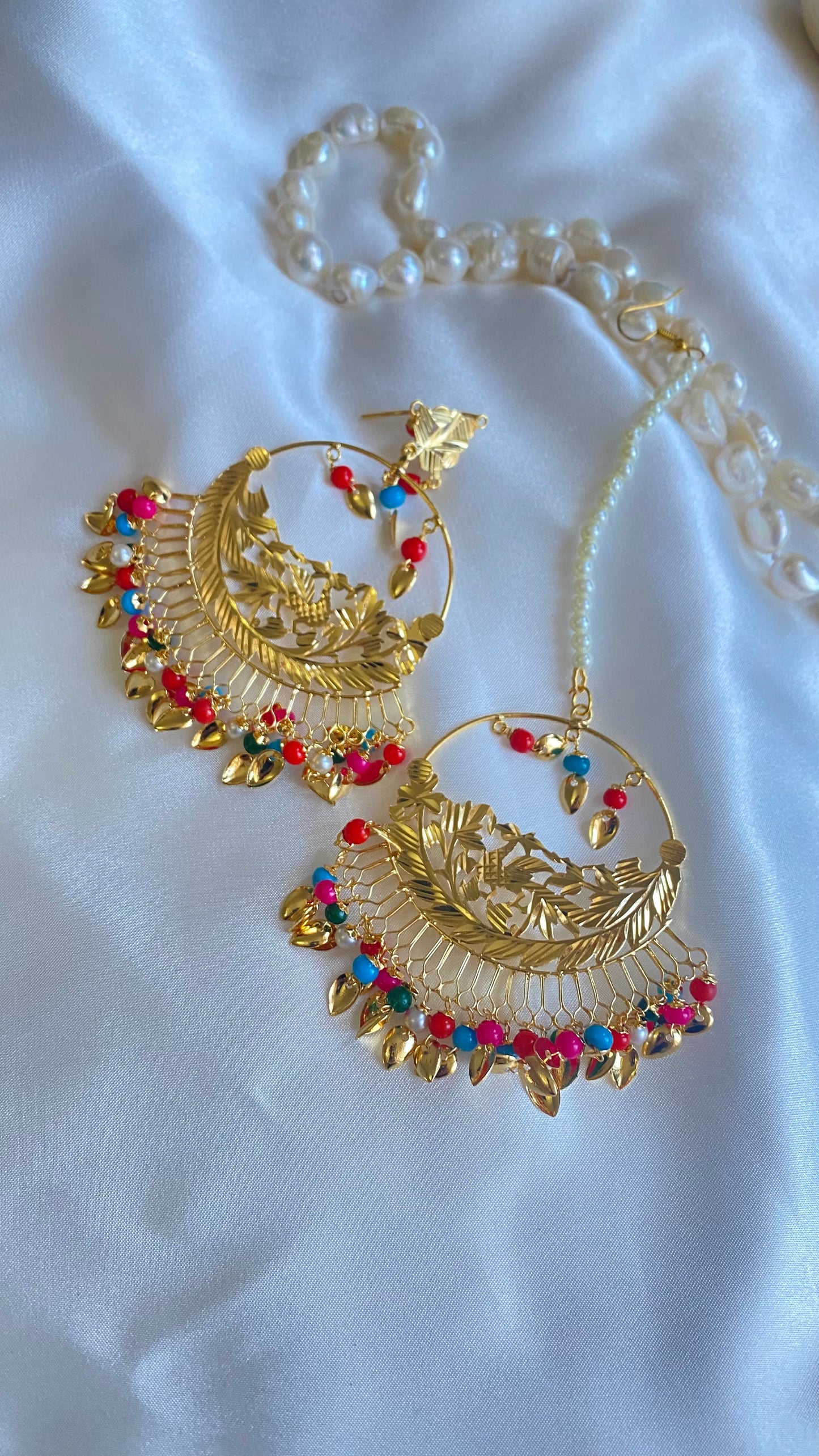 pippal patti light weight earring and tikka