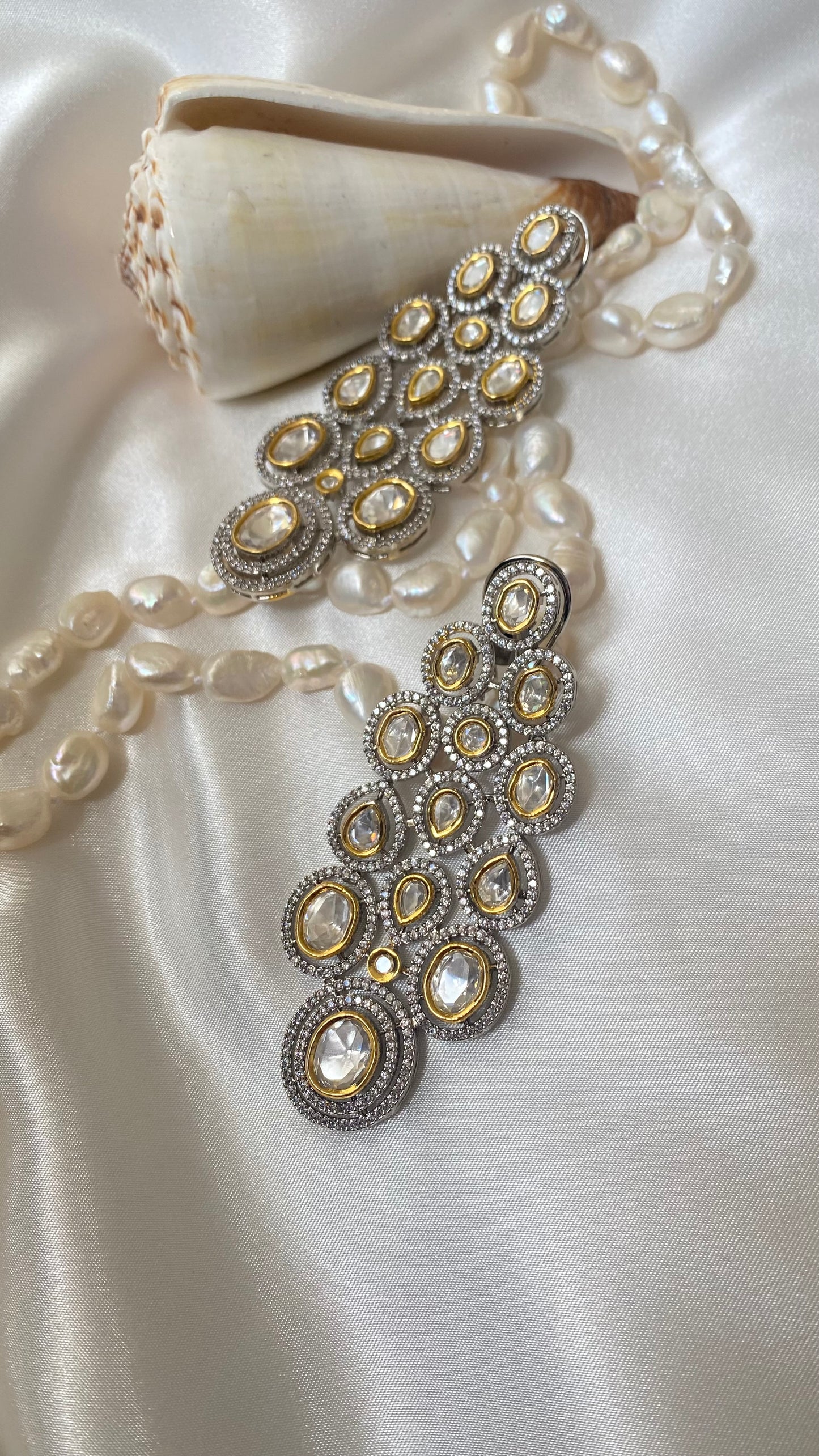 uncut kundan earrings dual tone