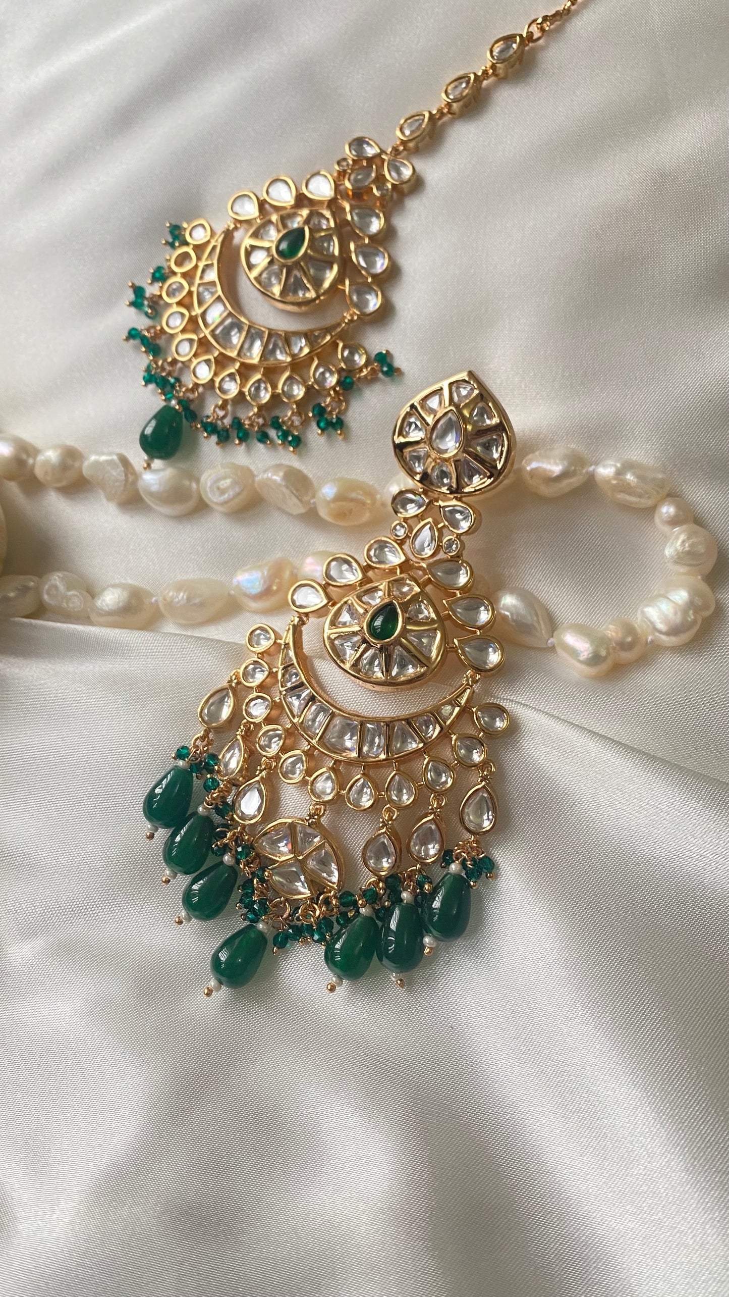Ibadat oversized earring diamond polki uncut GREEN