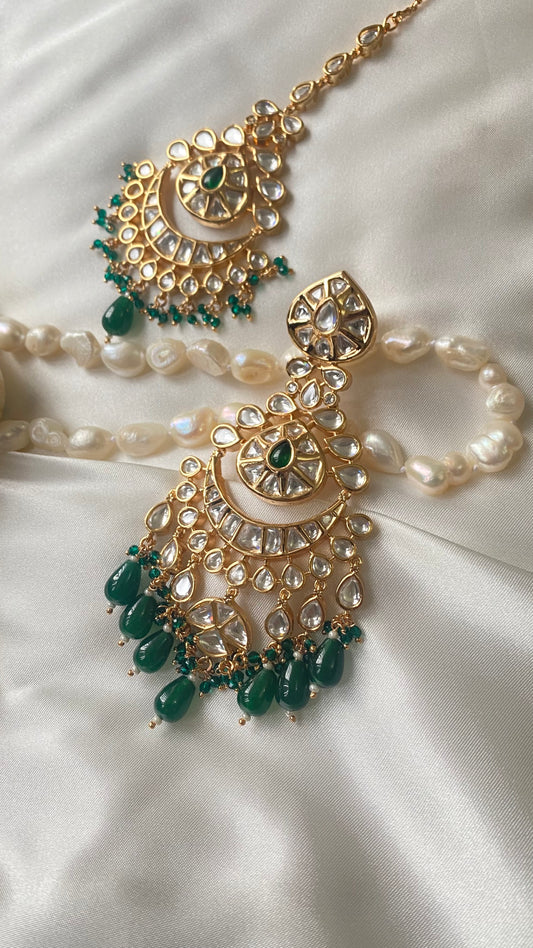 Ibadat oversized earring diamond polki uncut GREEN