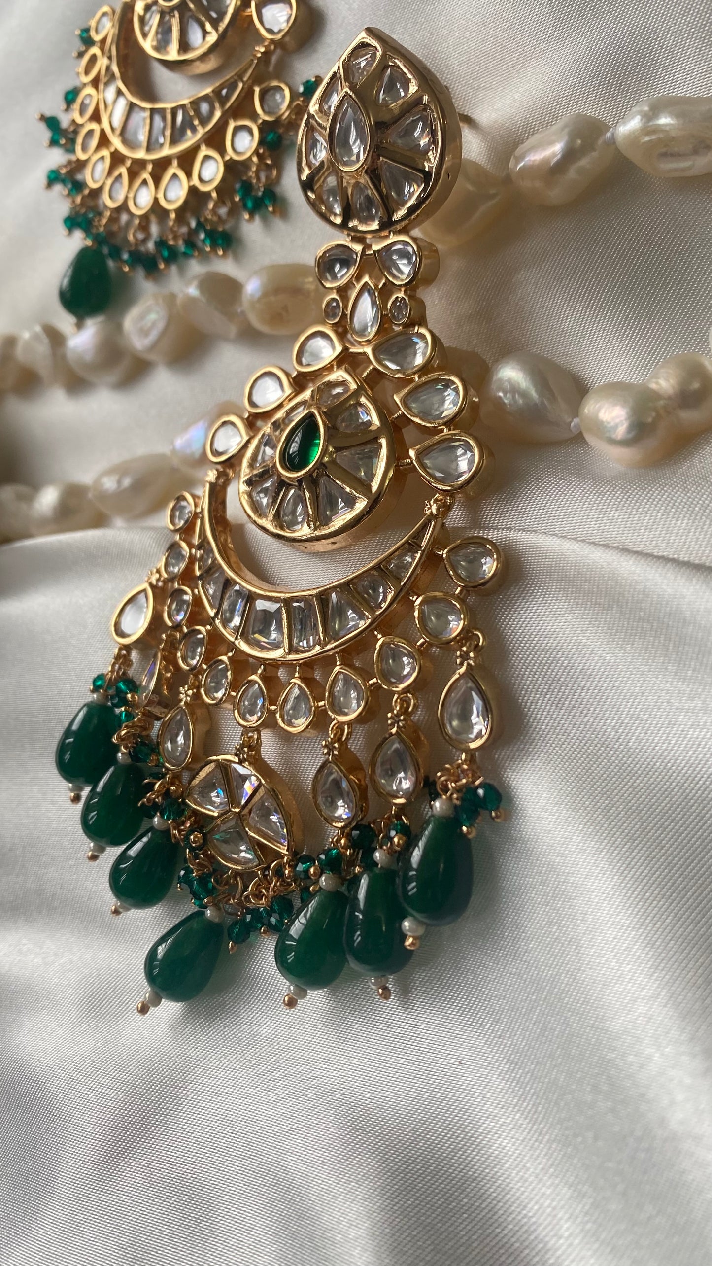 Ibadat oversized earring diamond polki uncut GREEN