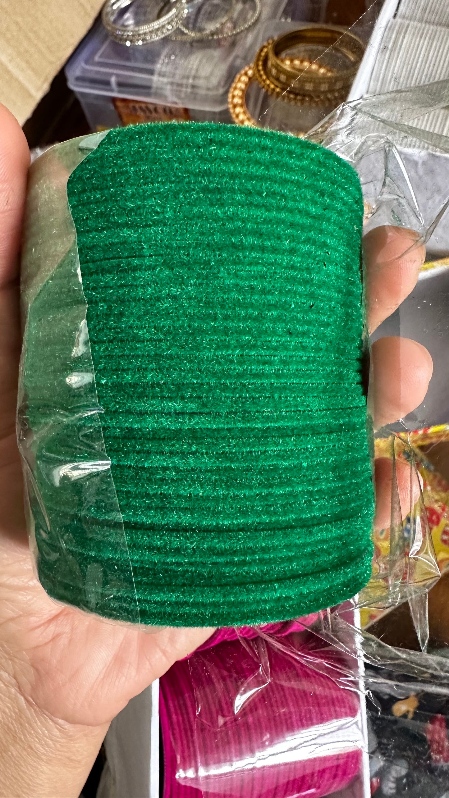 green Metal velvet Bangles