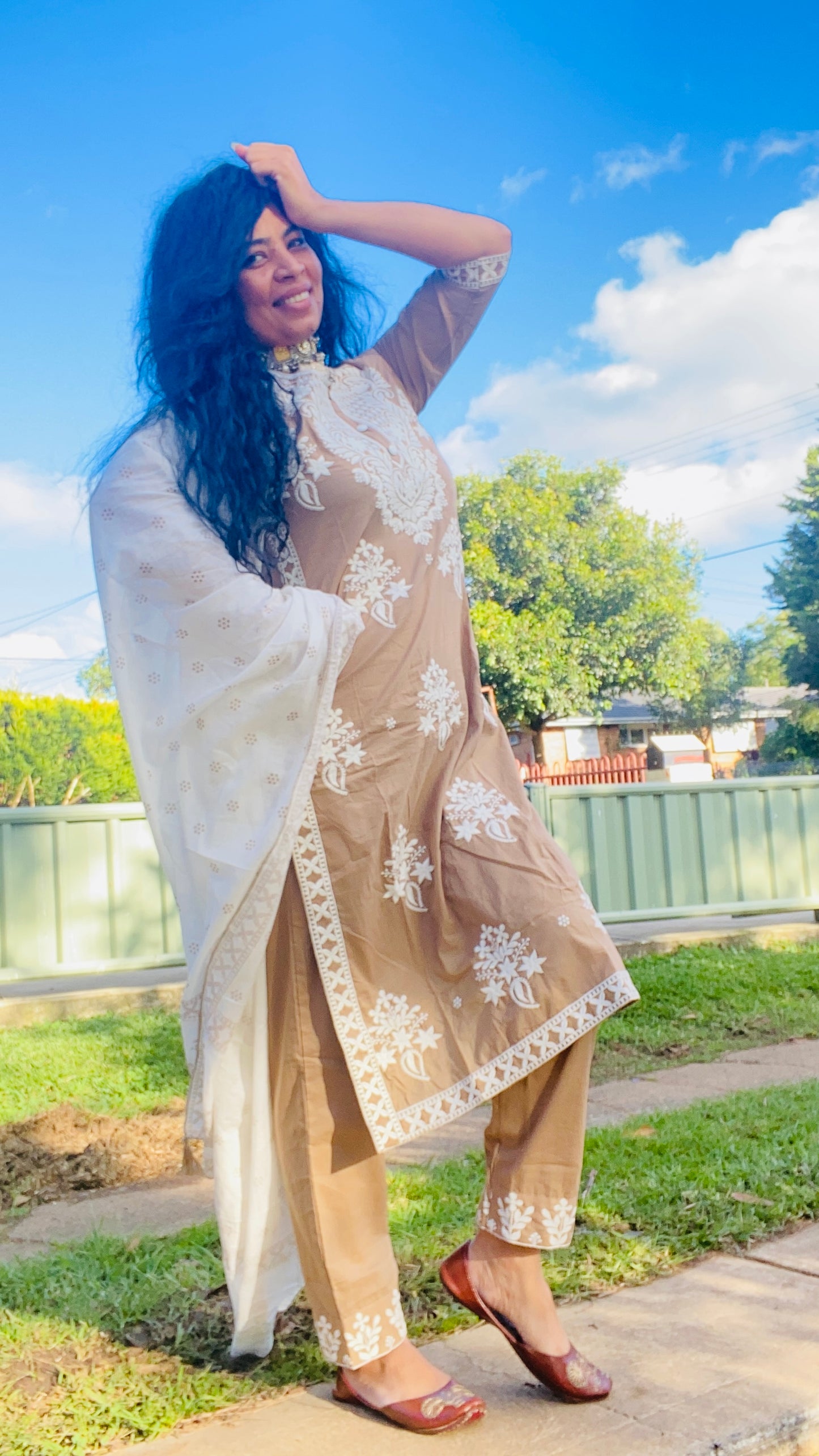 Lakhnavi chikankari cotton kurta set