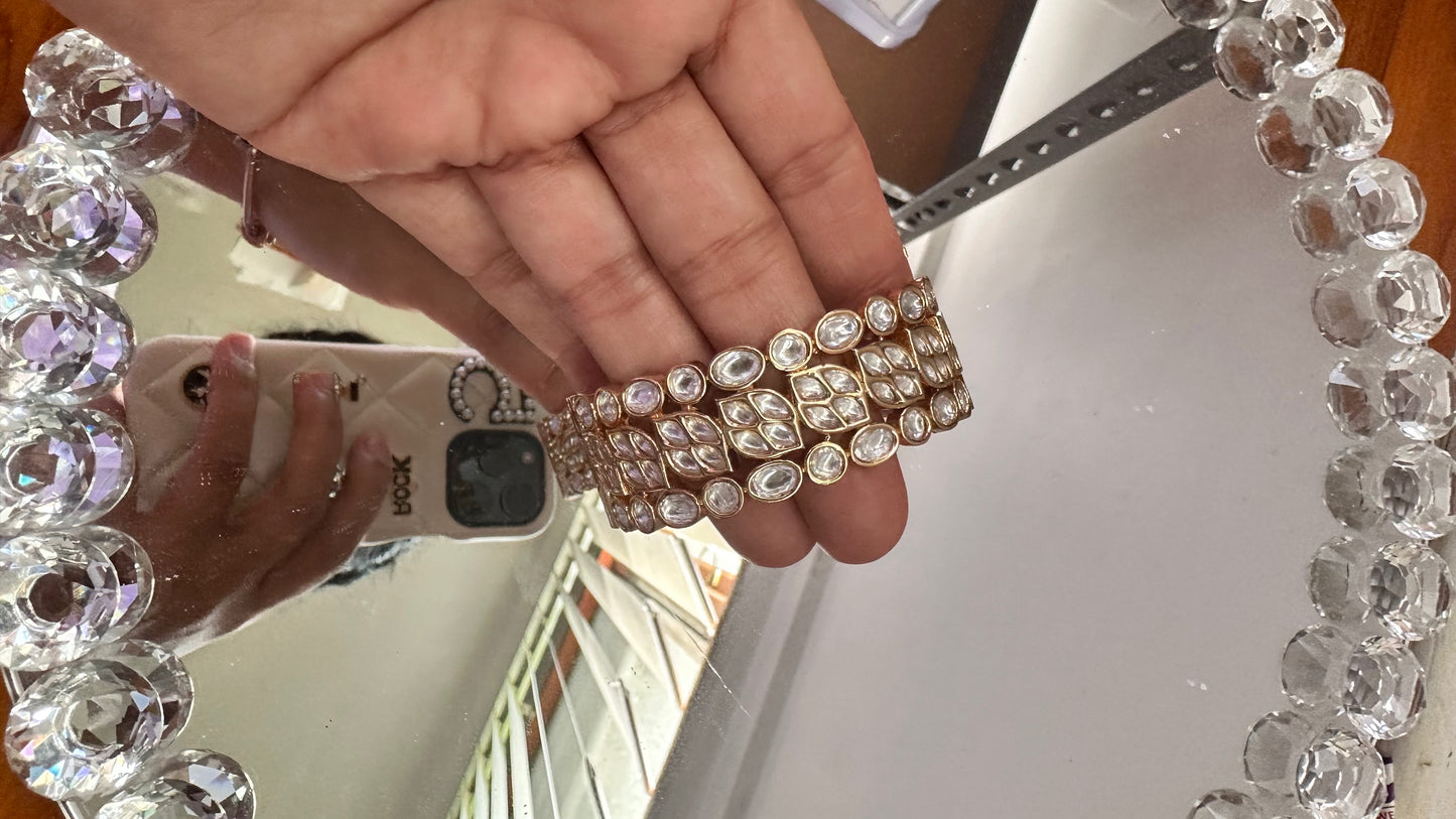 golden uncut kundan kangan openable