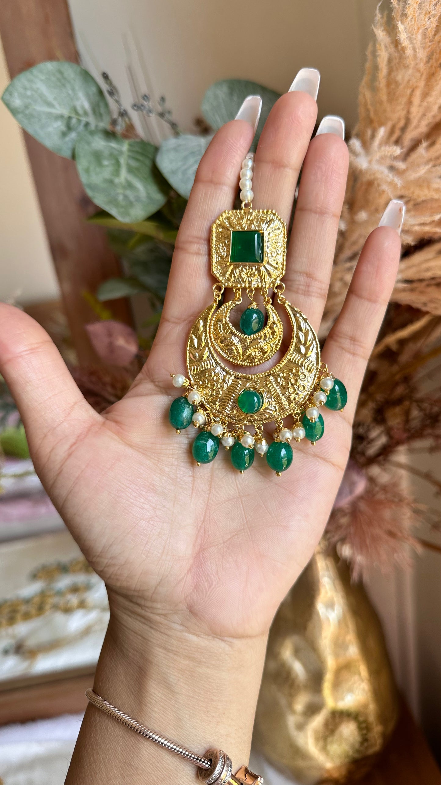 Traditional punjabi gold finish choker set sandookh perfect for bride