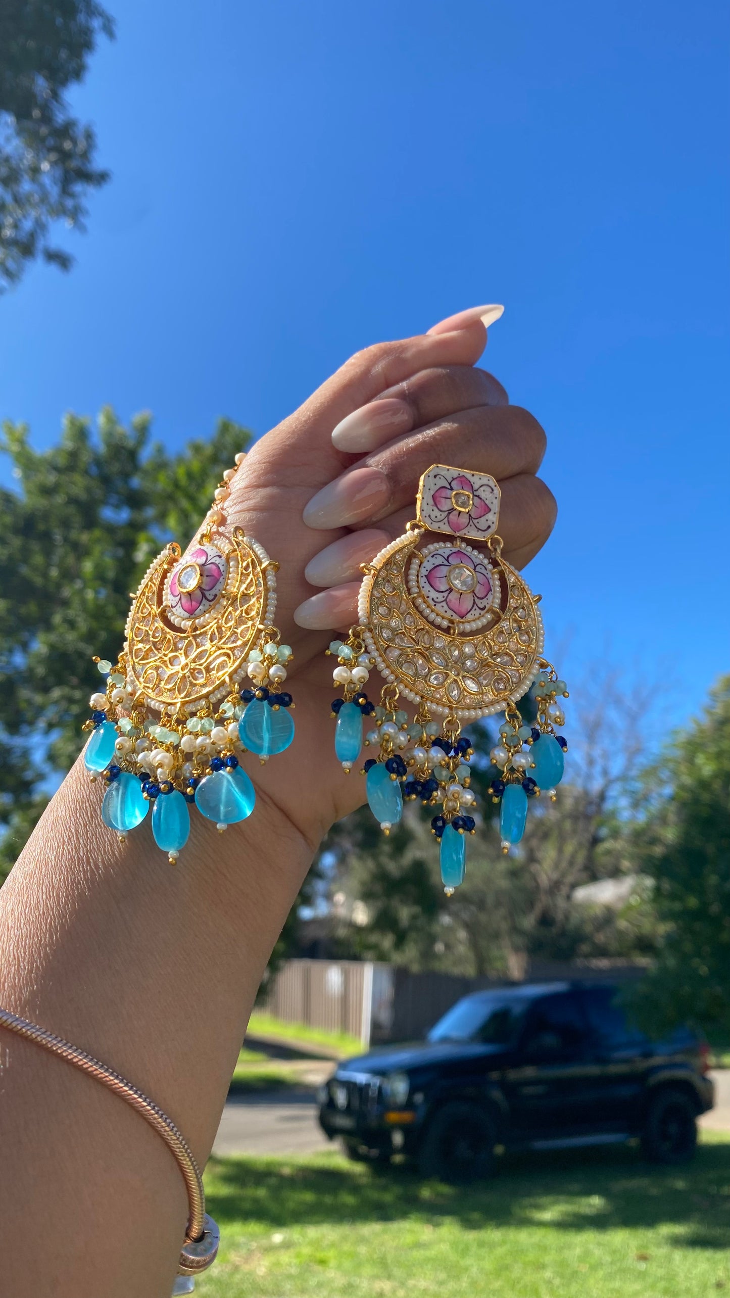 statement earrings tikka set uncut