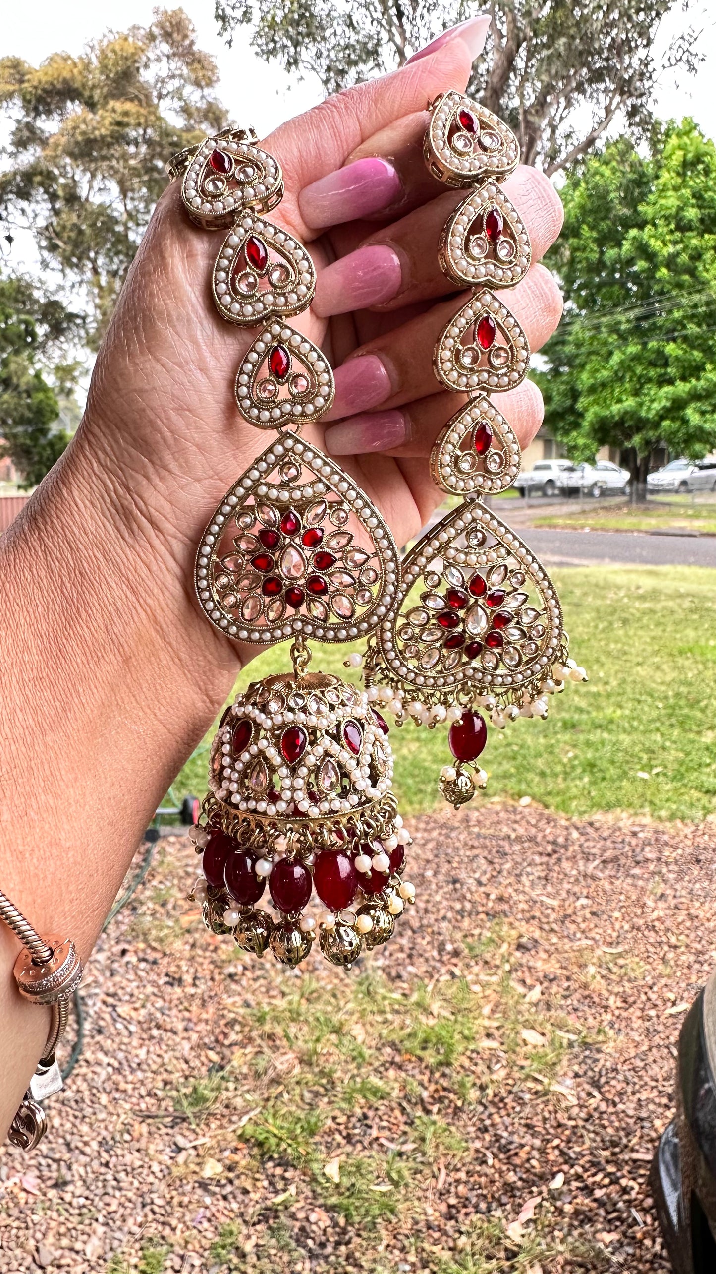 REHBAR oversized jhumka with sahare
