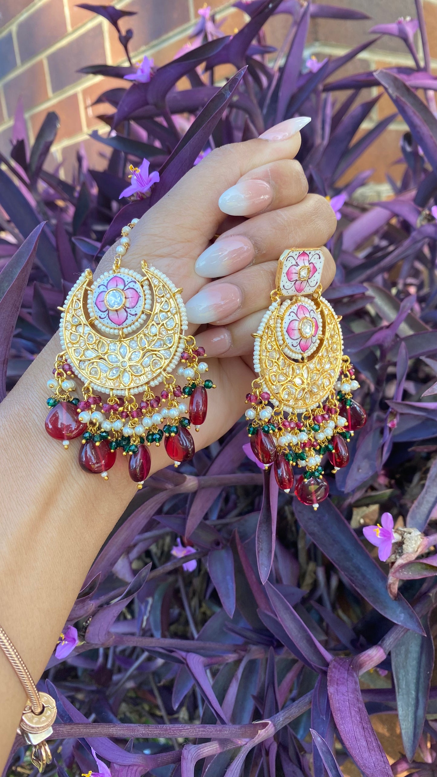 statement earrings tikka set uncut