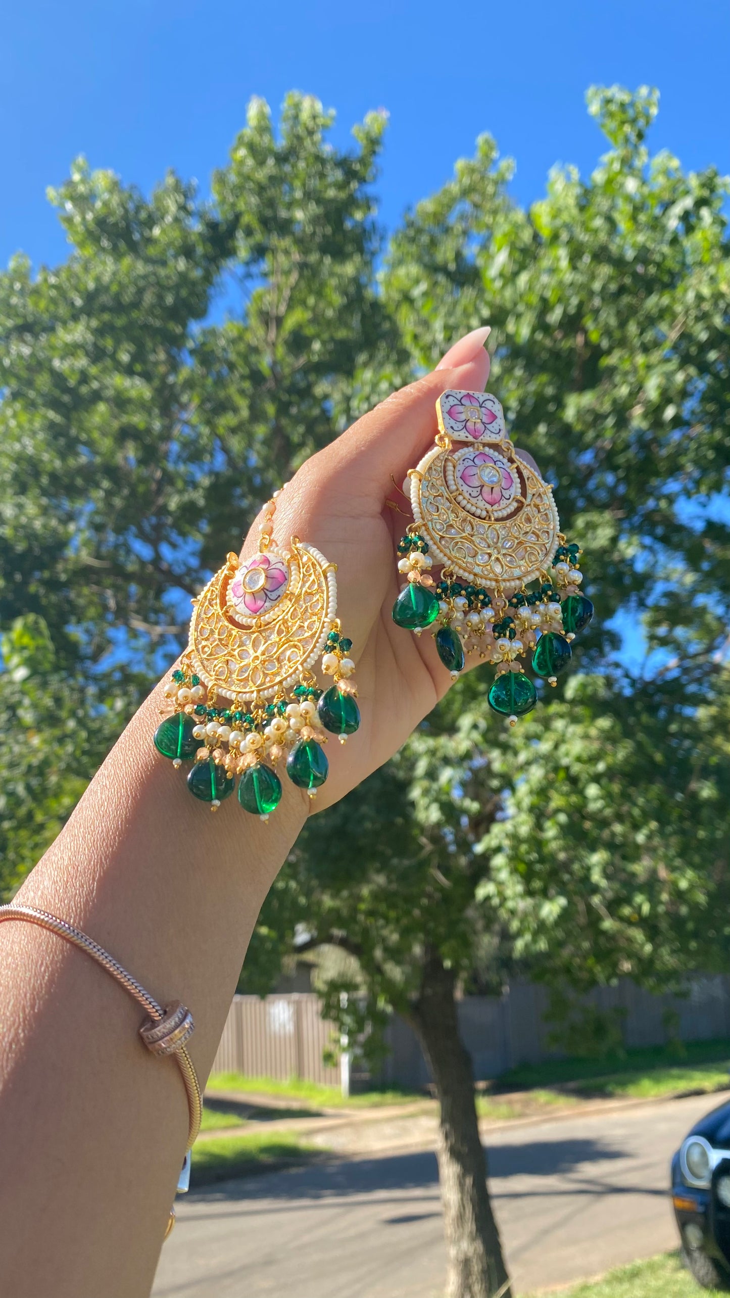 statement earrings tikka set uncut