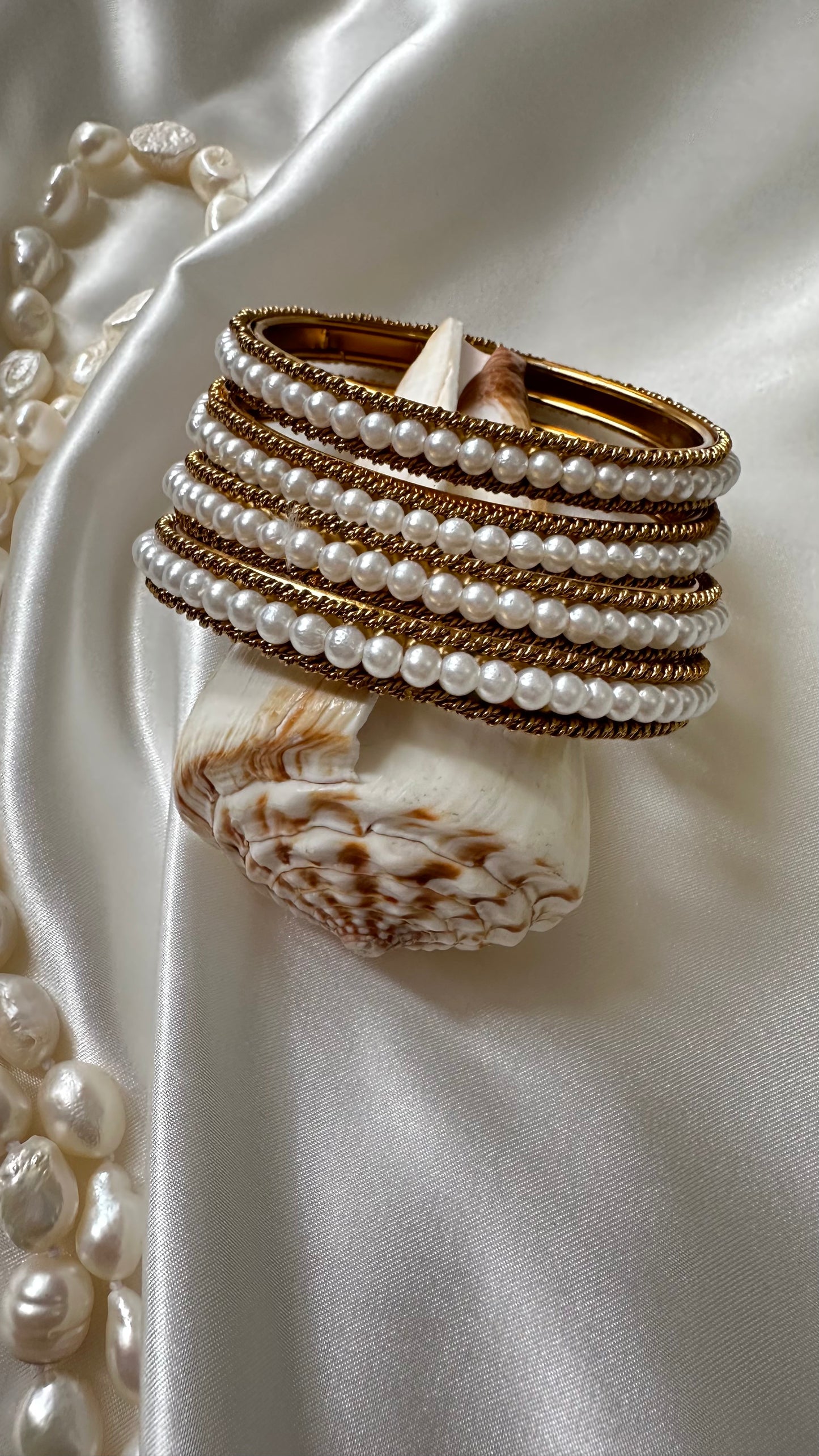 Metal pearl Bangles