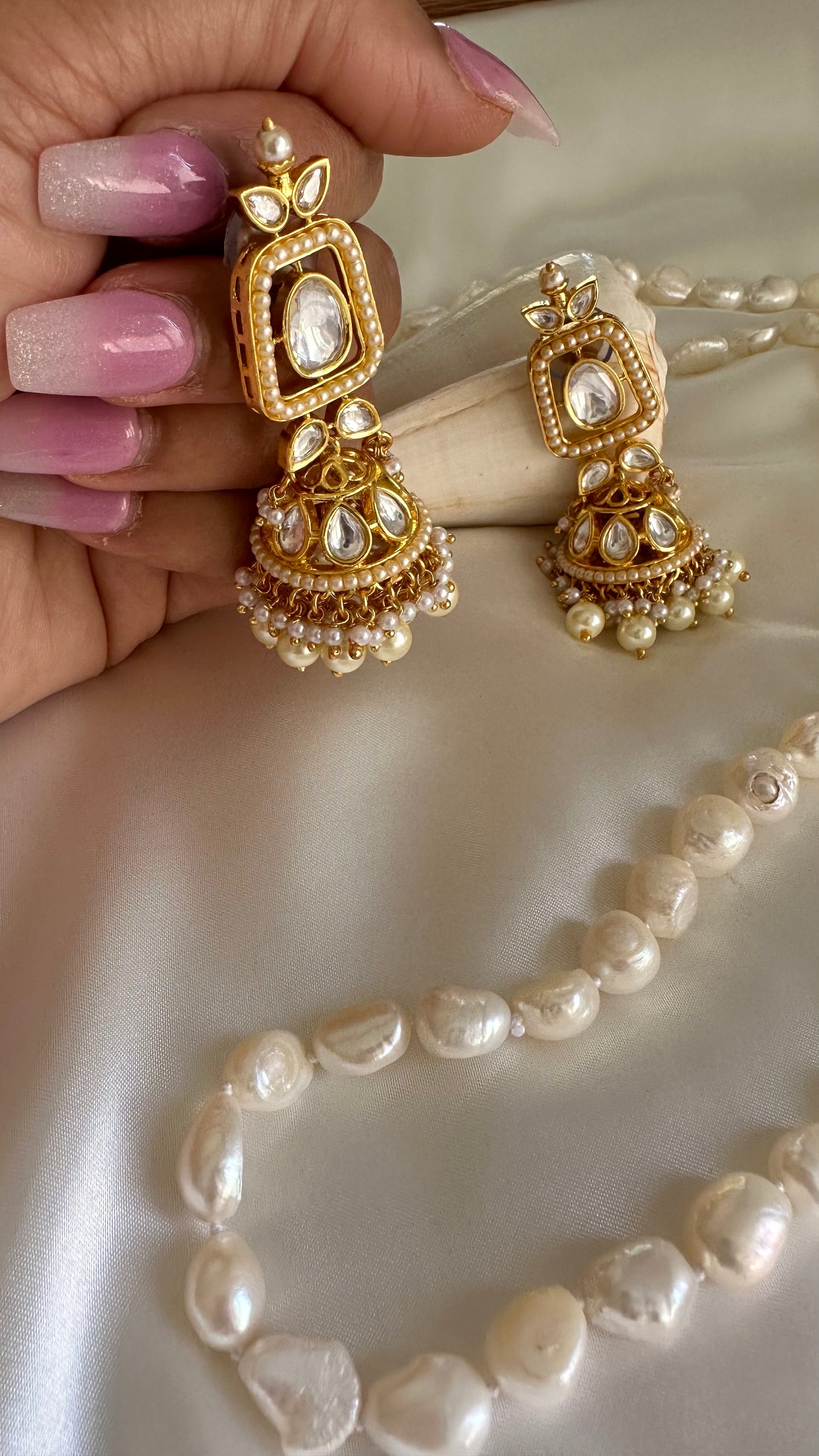 Uncut kundan jhumka