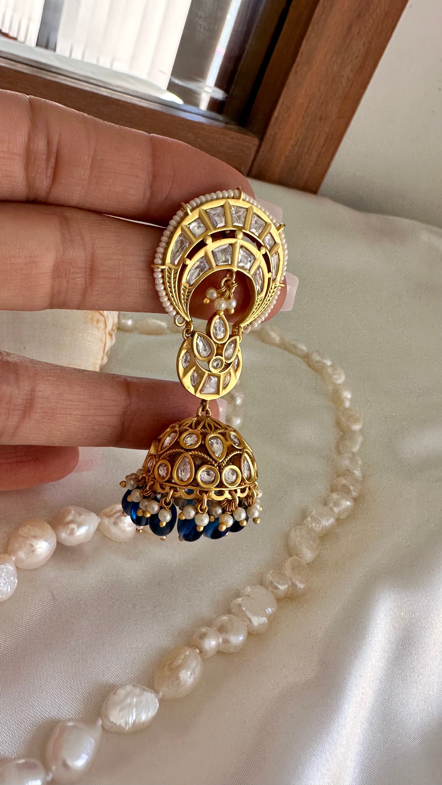 Uncut kundan jhumka