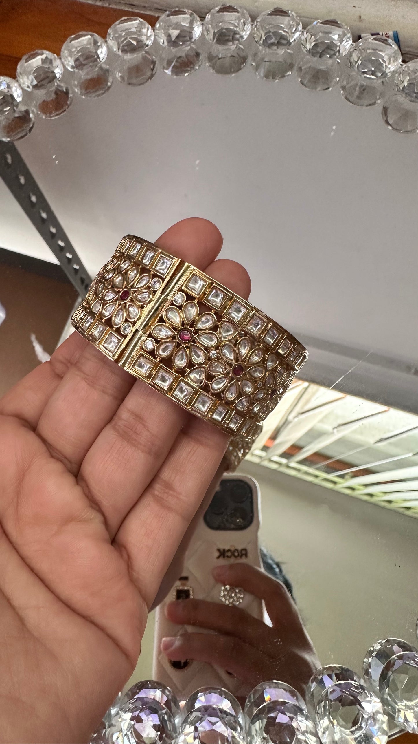 golden uncut kundan kangan openable